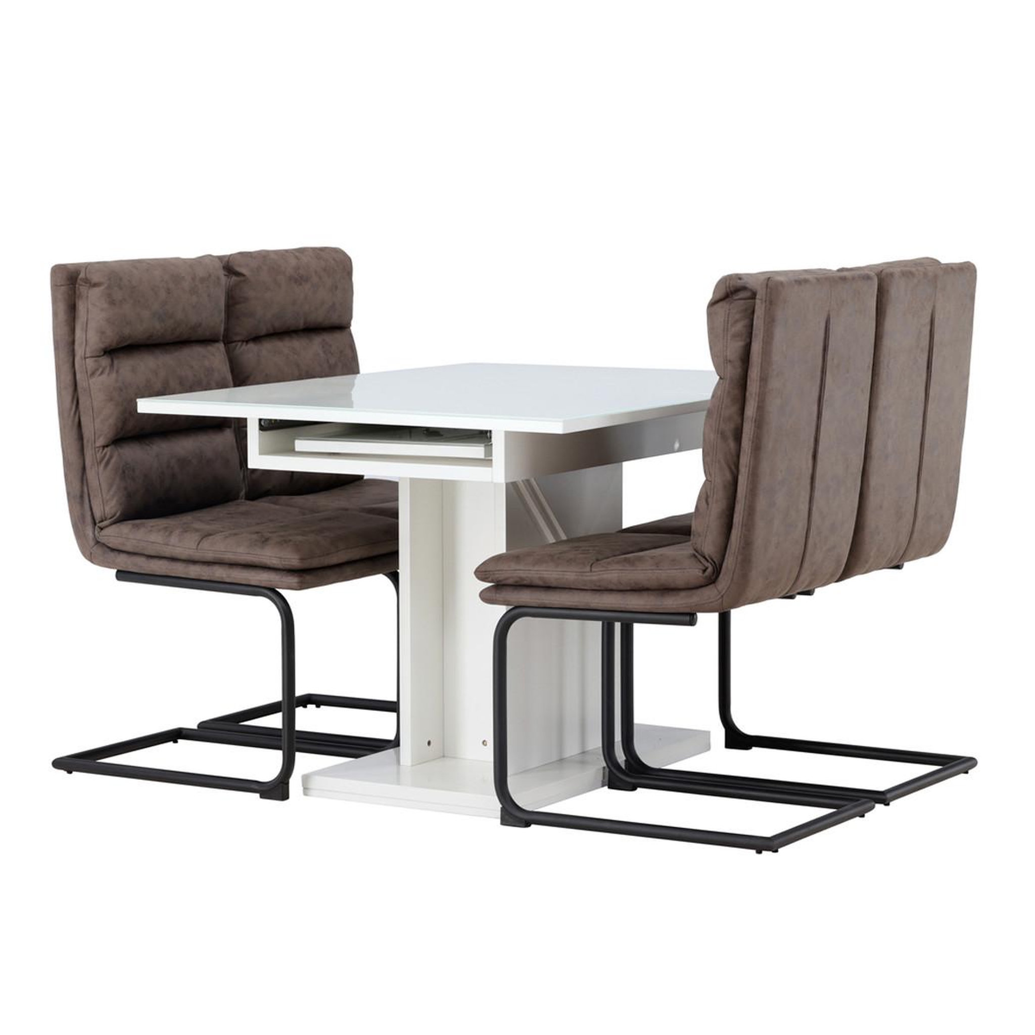 Paris Prix Ensemble table à manger extensible & 4 chaises  pluto & zizo  160cm blanc & marron
