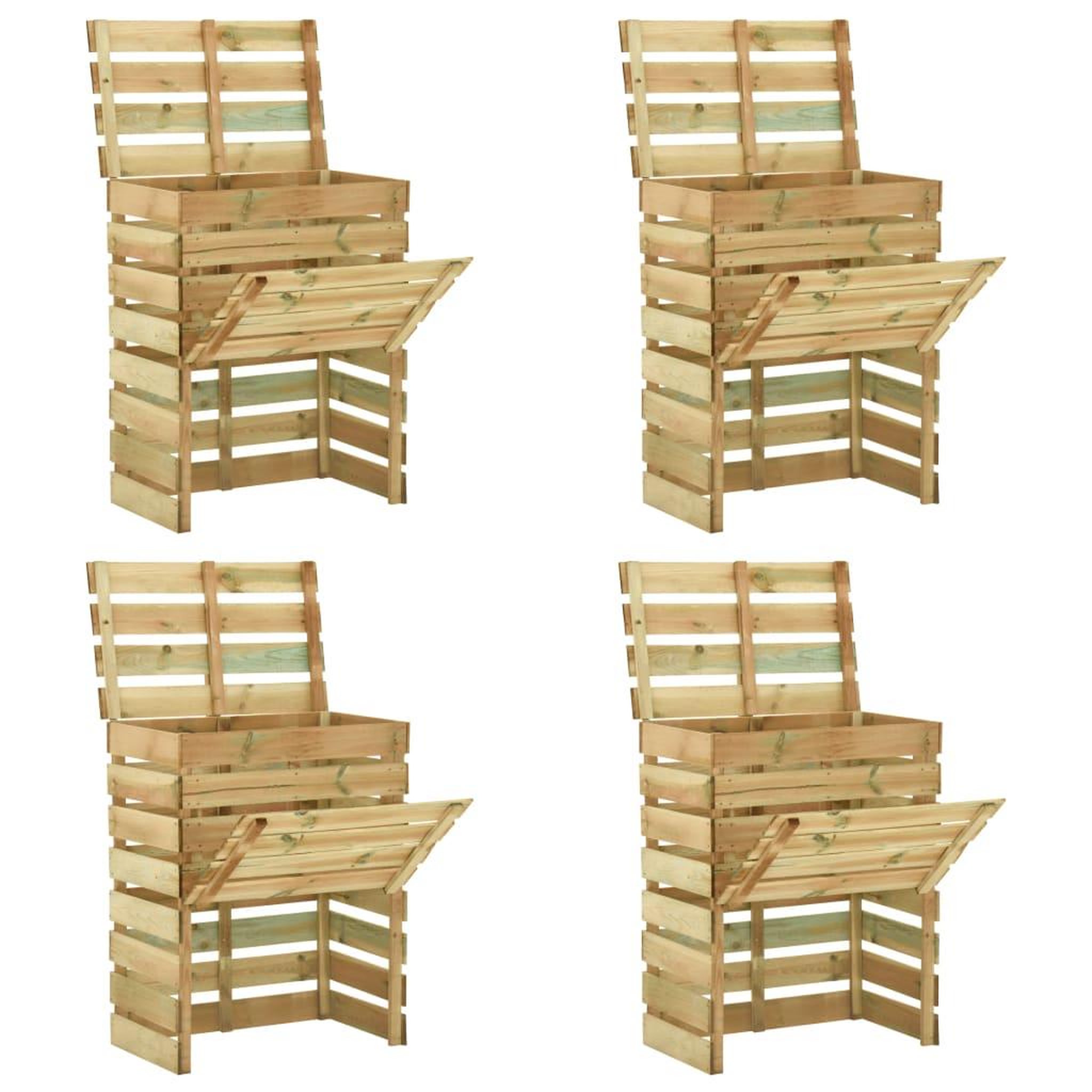 Voir la diapositive 1 : VIDAXL Composteur de jardin a lattes 4 pcs 80x50x100 cm Pin impregne