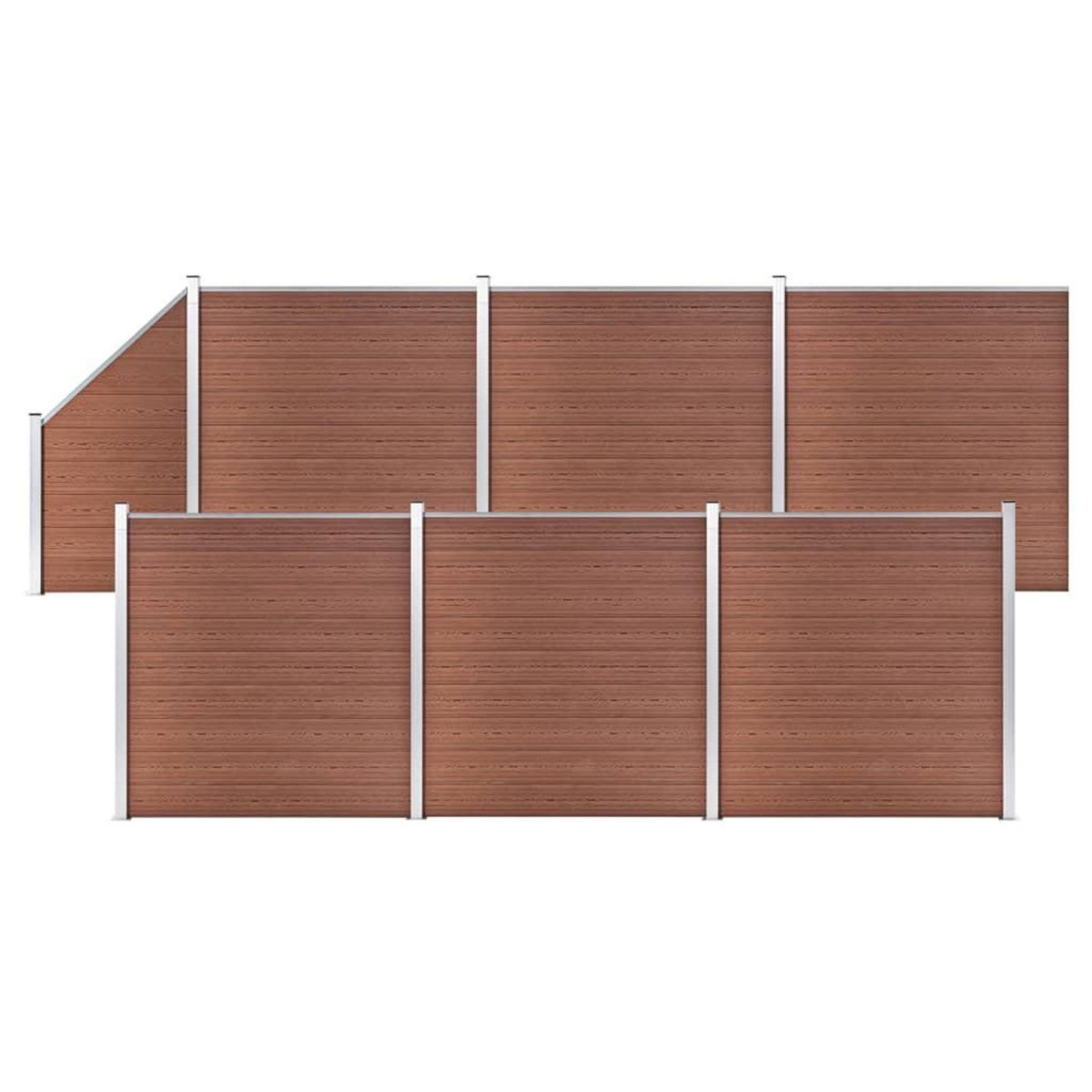 VIDAXL Ensemble de cloture WPC 6 Carre + 1 Incline 1138x186 cm Marron
