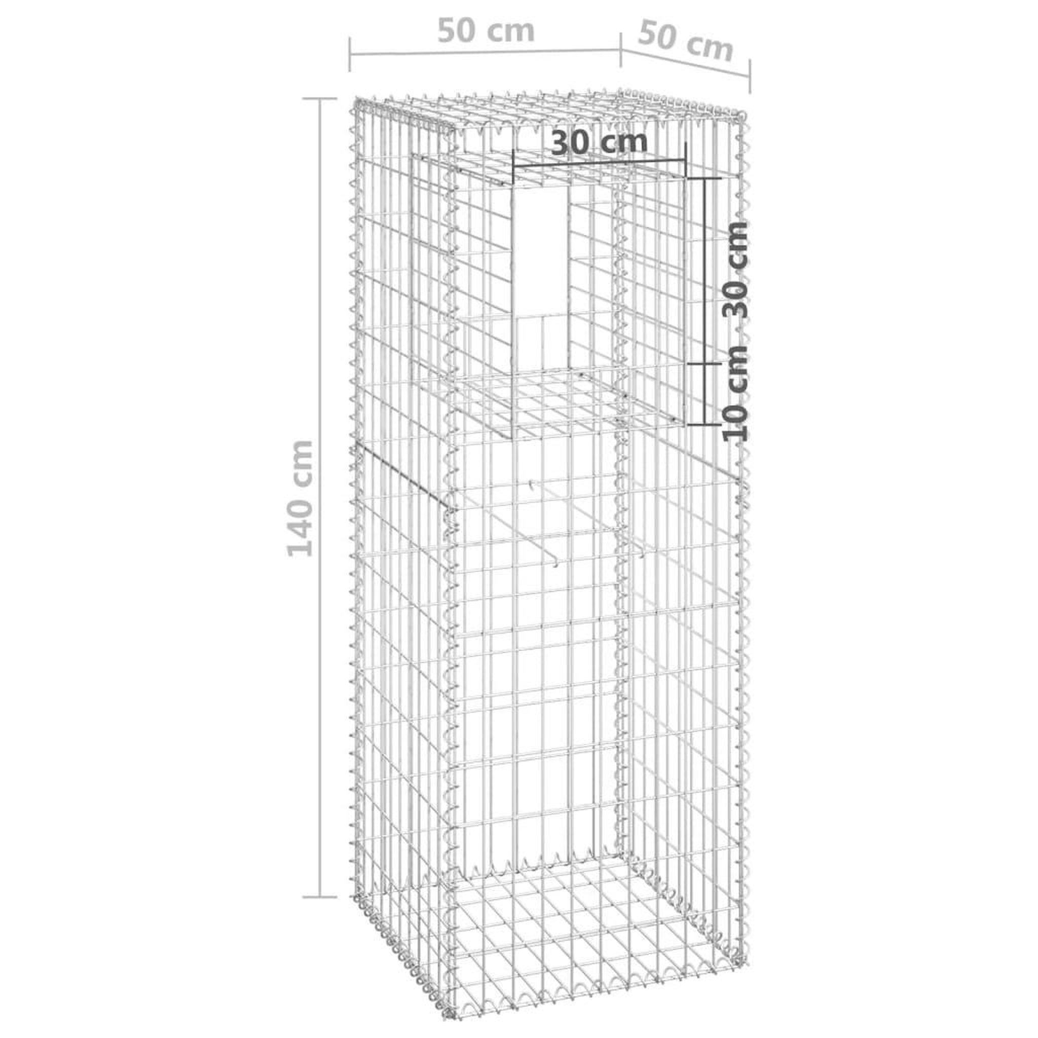 Voir la diapositive 6 : VIDAXL Poteaux a panier de gabion 2 pcs 50x50x140 cm Fer