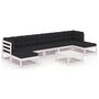 Voir la diapositive 2 : VIDAXL Salon de jardin avec coussins 8 pcs blanc bois de pin massif