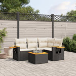 VIDAXL Salon de jardin 5 pcs avec coussins noir resine tressee