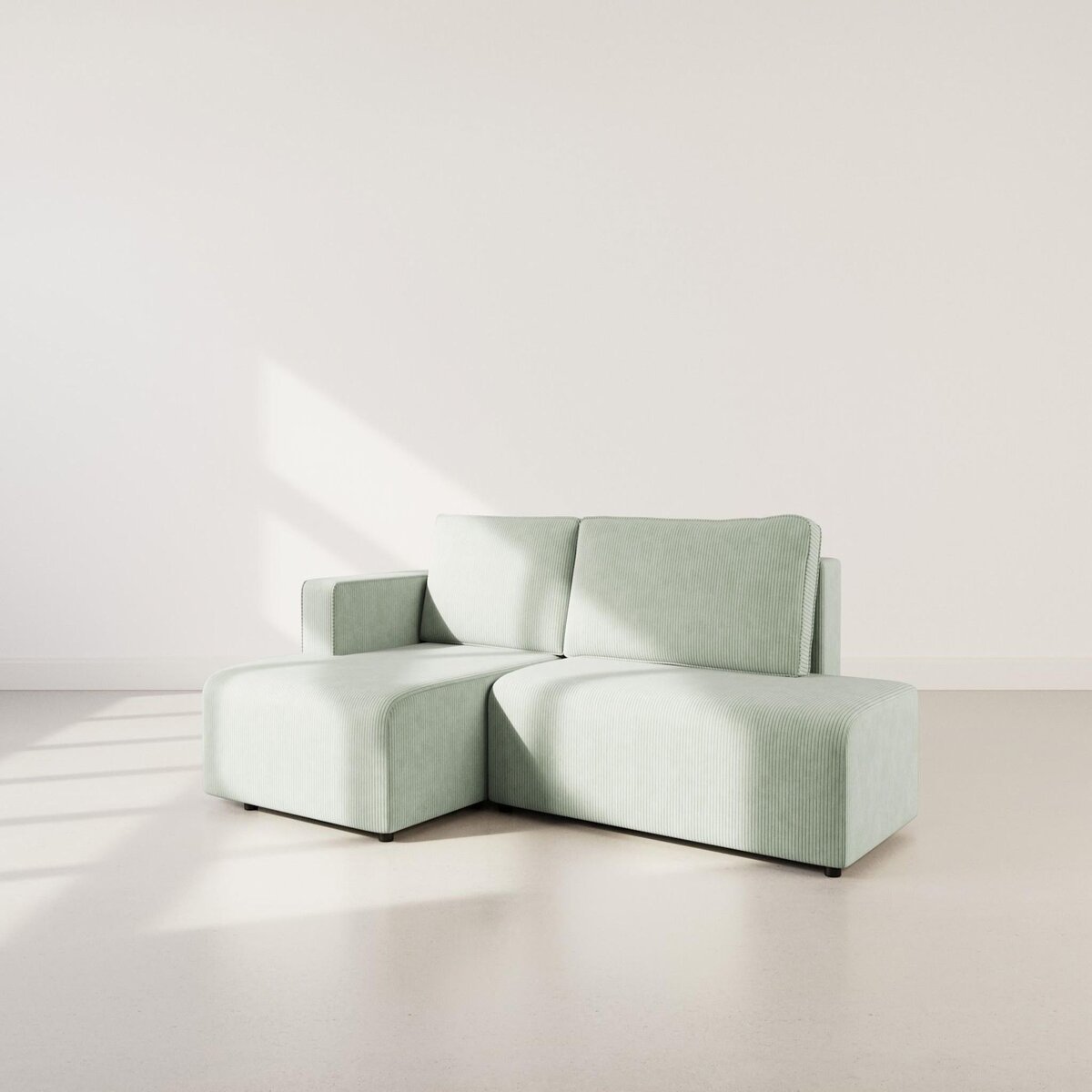 BEST MOBILIER Topaze - canapé d'angle gauche 4 places convertible avec coffre en velours côtelé