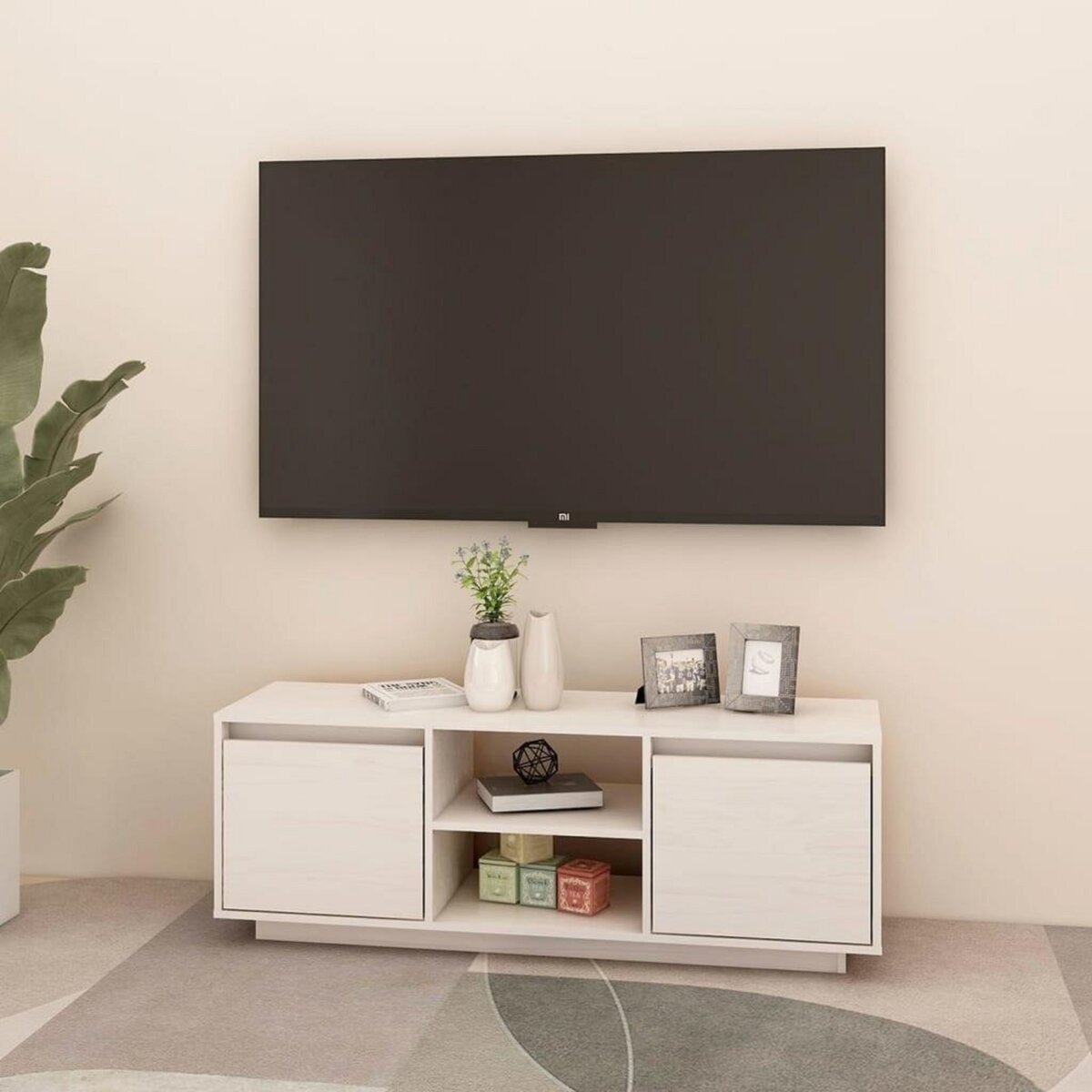 VIDAXL Meuble TV Blanc 110x30x40 cm Bois de pin massif