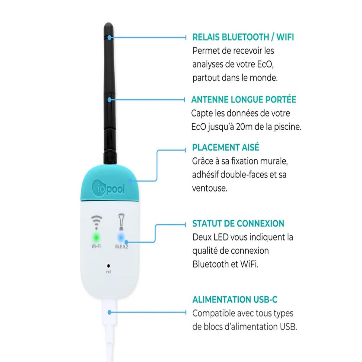 IOPOOL Pack analyseur de piscine connecté EcO Start Sel + Connect - Iopool