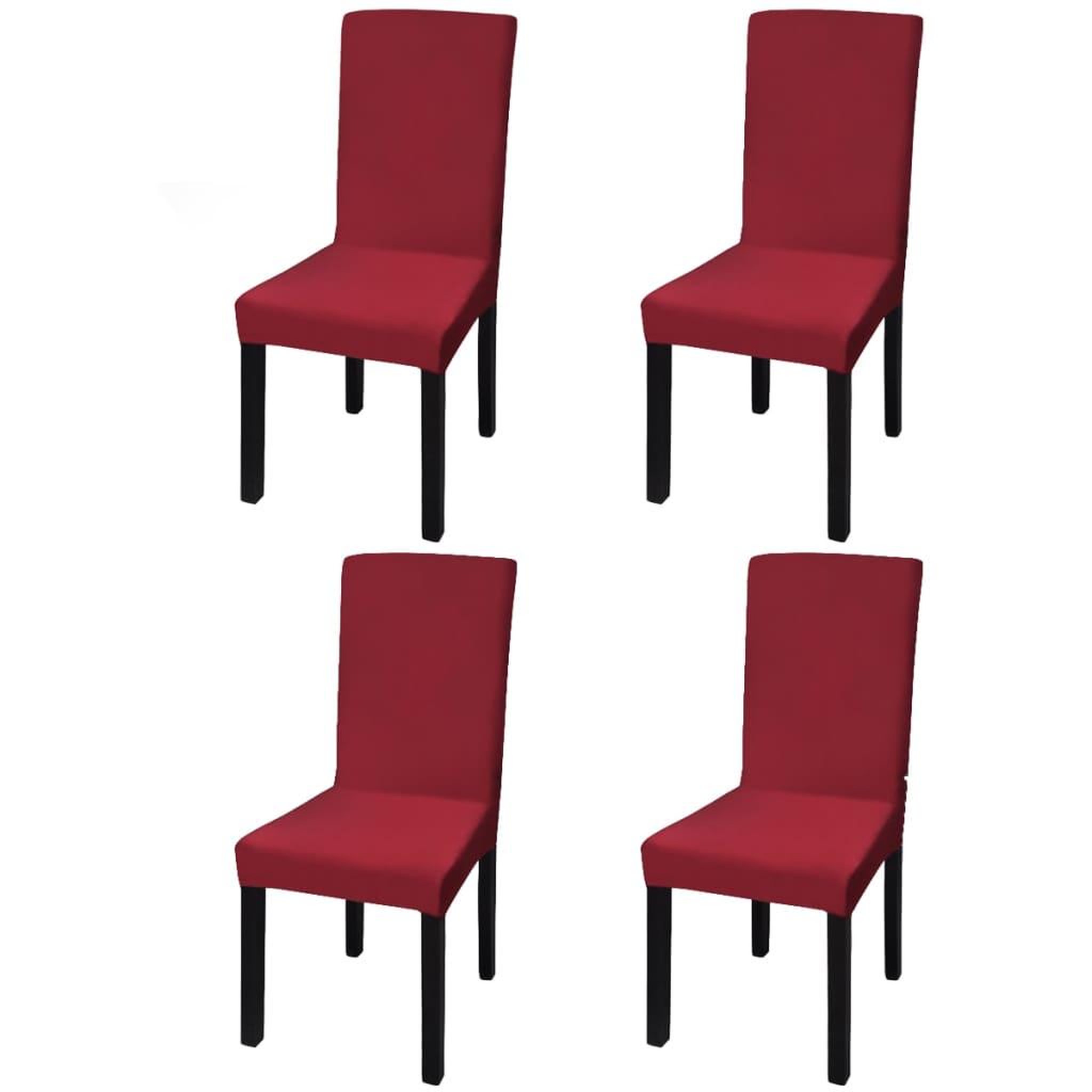 Voir la diapositive 1 : VIDAXL Housse de chaise droite extensible 4 pcs Bordeaux