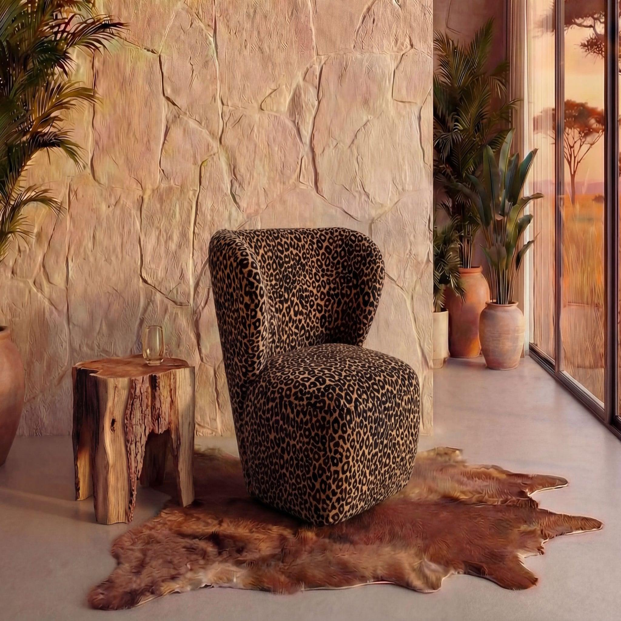 Voir la diapositive 2 : CASANOVA PARIS Capri - fauteuil tissu imprimé animalier