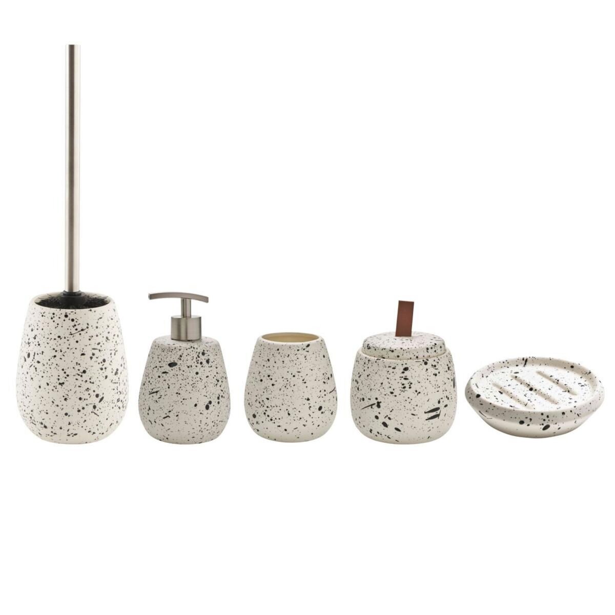 GUY LEVASSEUR Set salle de bain moucheté 5 pièces céramique blanc