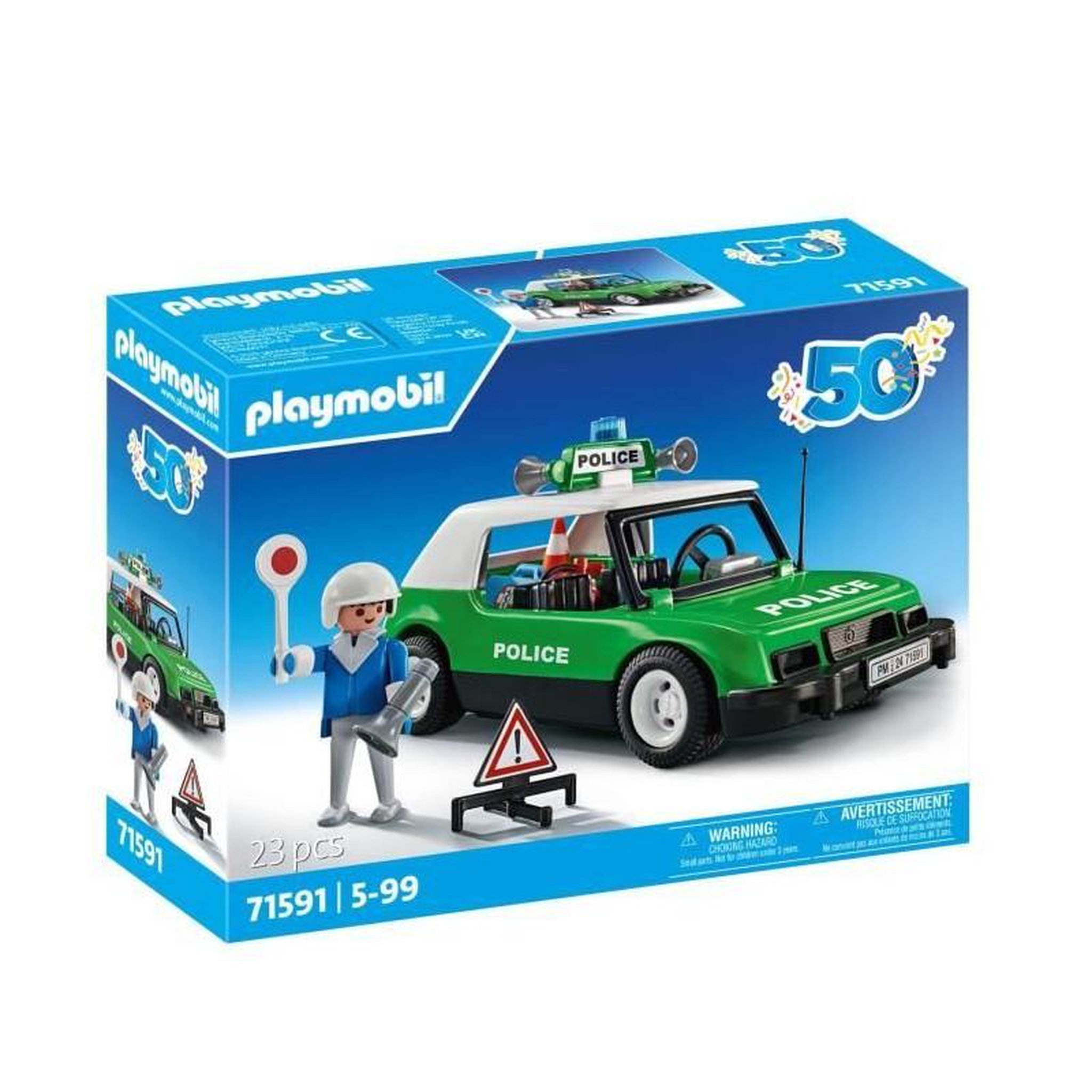 Voir la diapositive 2 : PLAYMOBIL PLAYMOBIL 71591 Voiture de police collector - édition spéciale anniversaire Playmobil - Des 5 ans