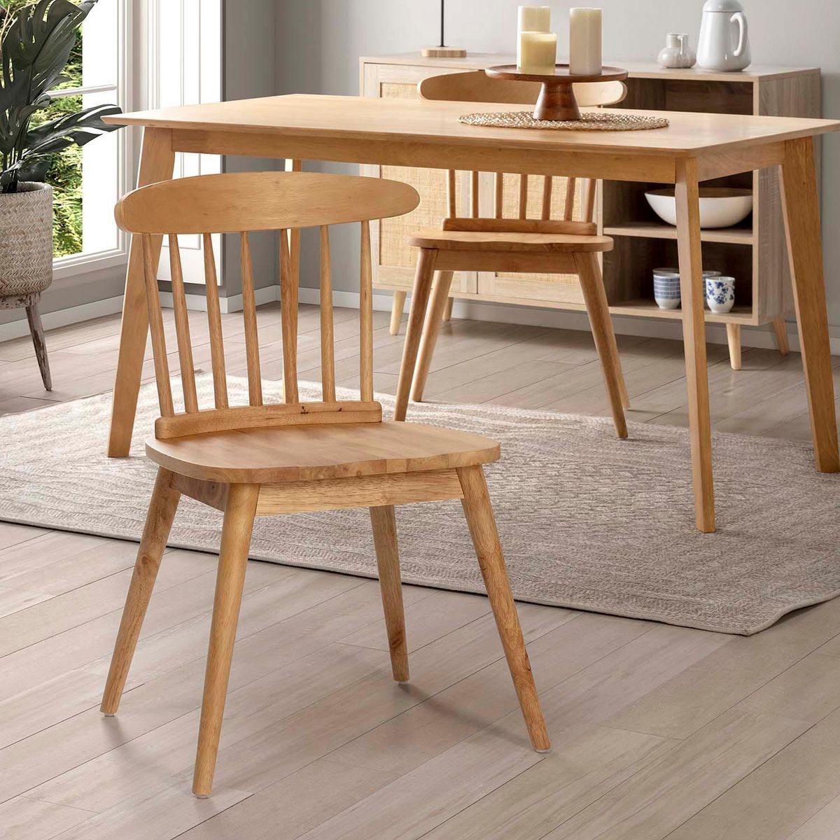 VS VENTA-STOCK Pack 2 chaises Ben en bois couleur chêne