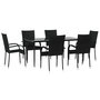 Voir la diapositive 3 : VIDAXL Ensemble a manger de jardin 7 pcs Noir Resine tressee