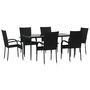 Voir la diapositive 3 : VIDAXL Ensemble a manger de jardin 7 pcs Noir Resine tressee