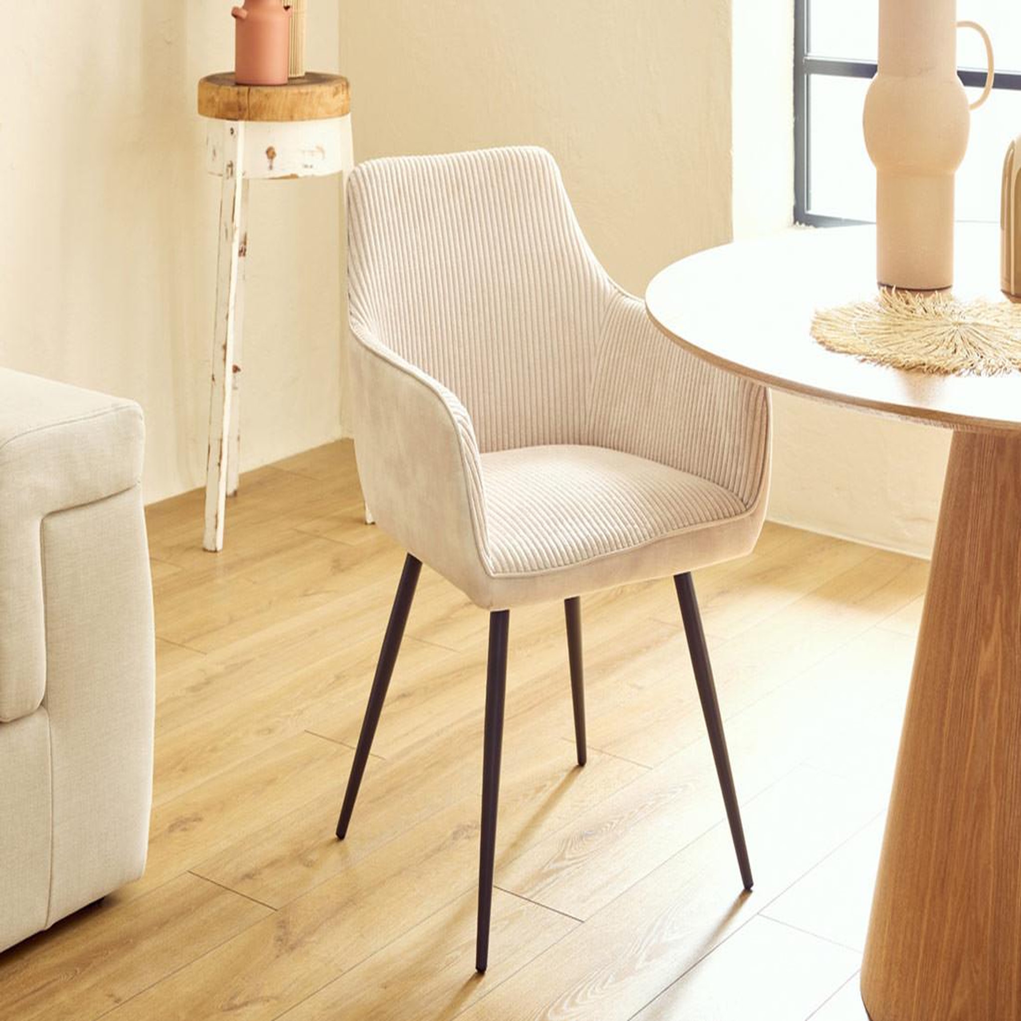 Voir la diapositive 6 : BEST MOBILIER Lormi - lot de 2 fauteuils - en velours côtelé et velours - beige