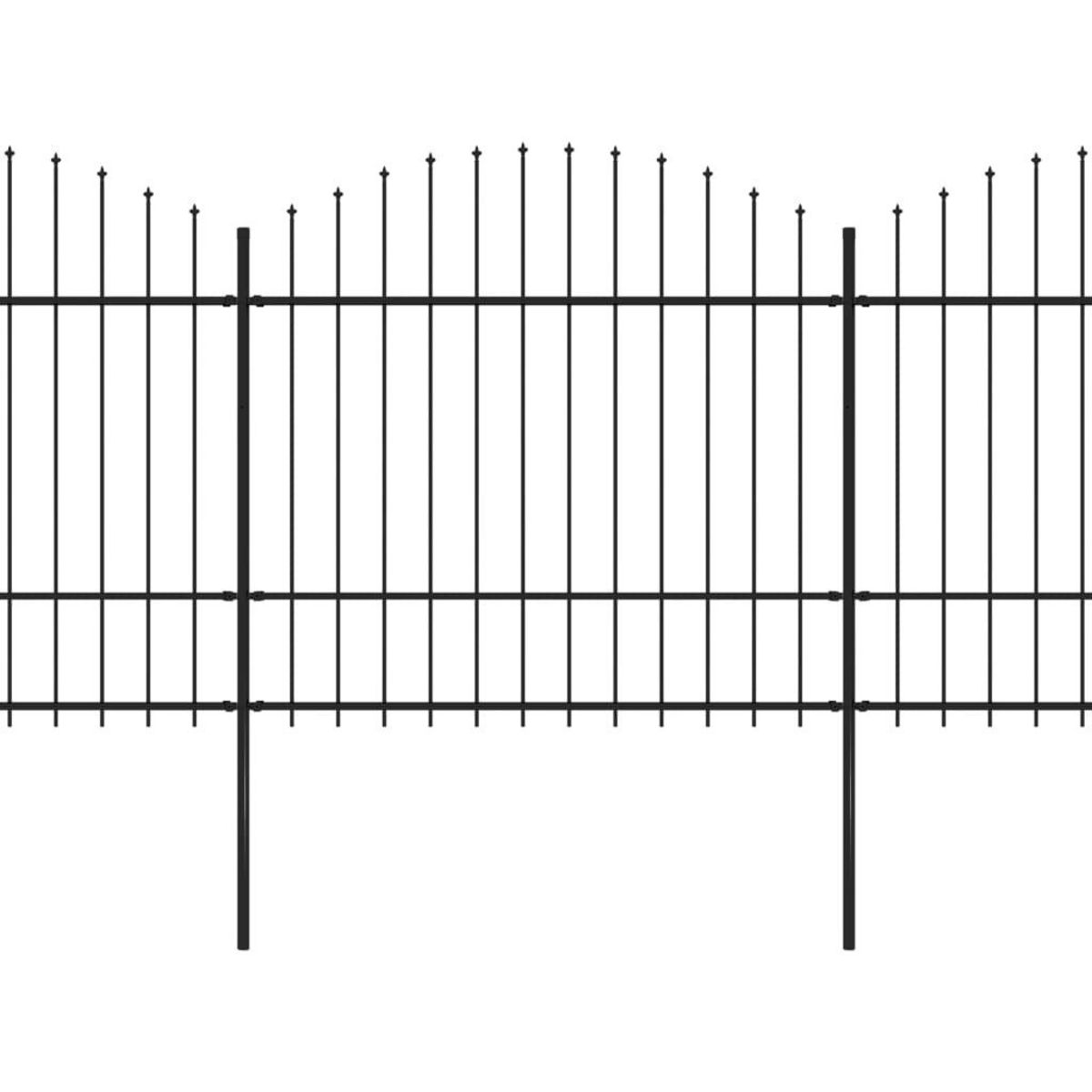 VIDAXL Cloture de jardin a dessus en lance Acier (1,5-1,75)x11,9m Noir