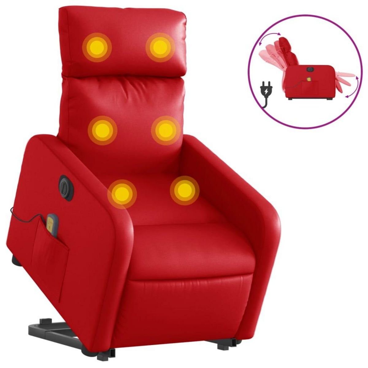 VIDAXL Fauteuil inclinable de massage electrique rouge similicuir