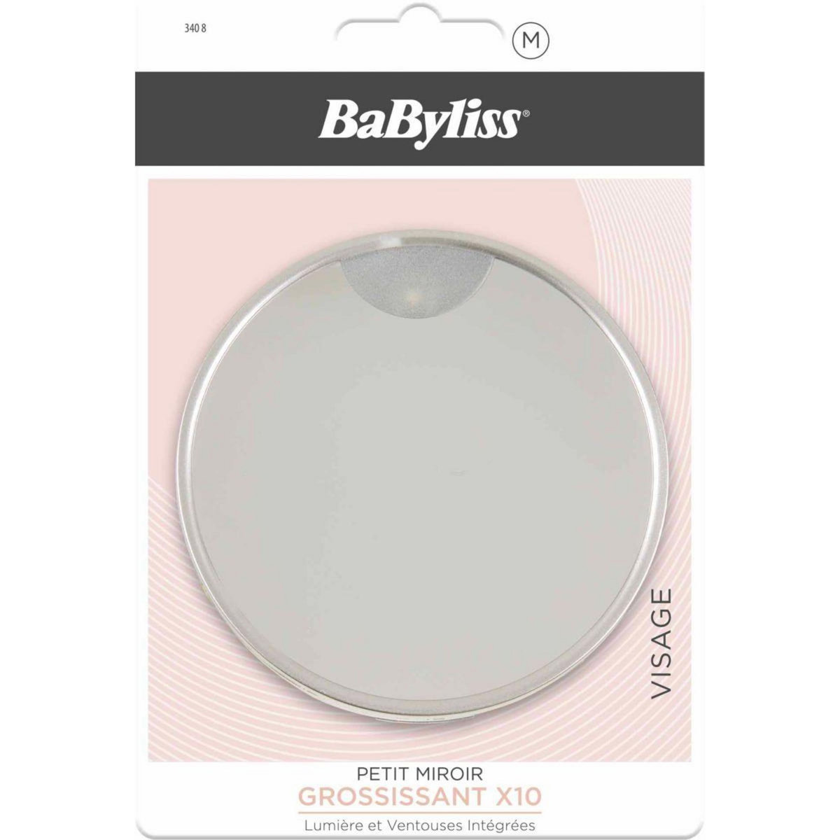 BABYLISS Miroir PETIT LUMINEUX AVEC VENTOUSE X10