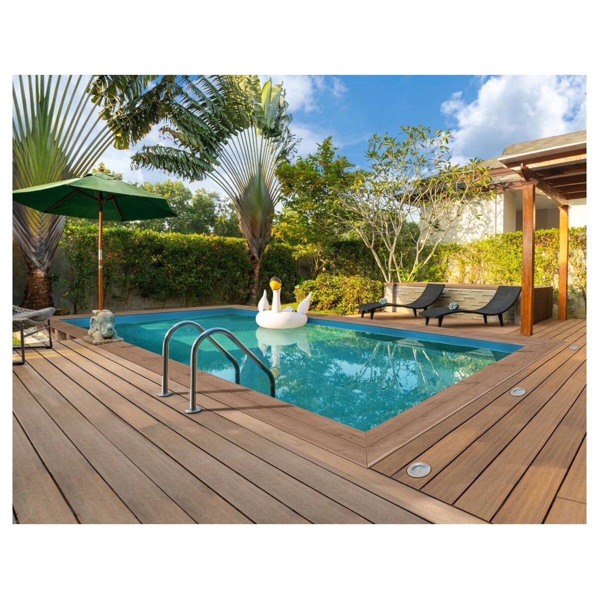 Habitat et Jardin Piscine bois rectangle Panama - 6.20 x 4.10 x 1.45 m pas  cher 