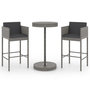 Voir la diapositive 2 : VIDAXL Ensemble de bar de jardin 3 pcs et coussins Resine tressee Gris