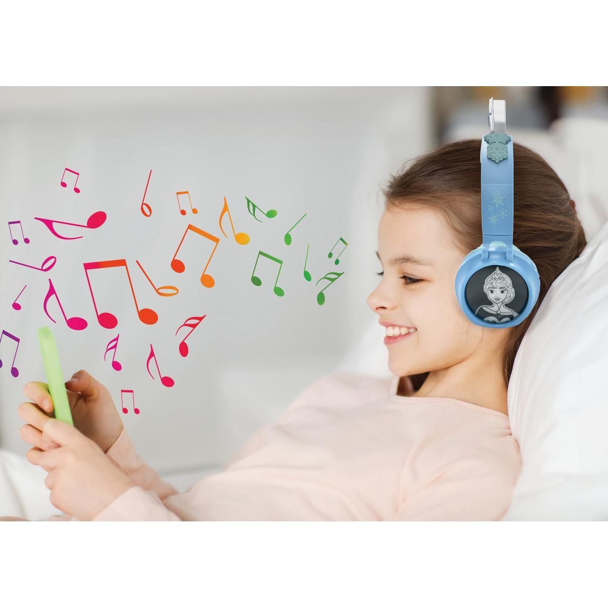 Lexibook Casque lumineux pliable Bluetooth et filaire La Reine des Neiges avec limitation du volume