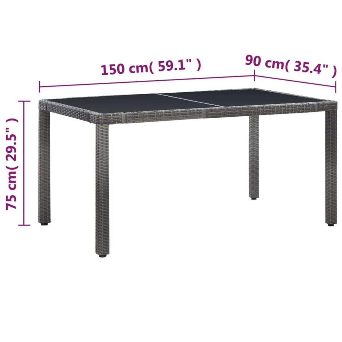 VIDAXL Ensemble a manger d'exterieur 7 pcs Resine tressee Gris