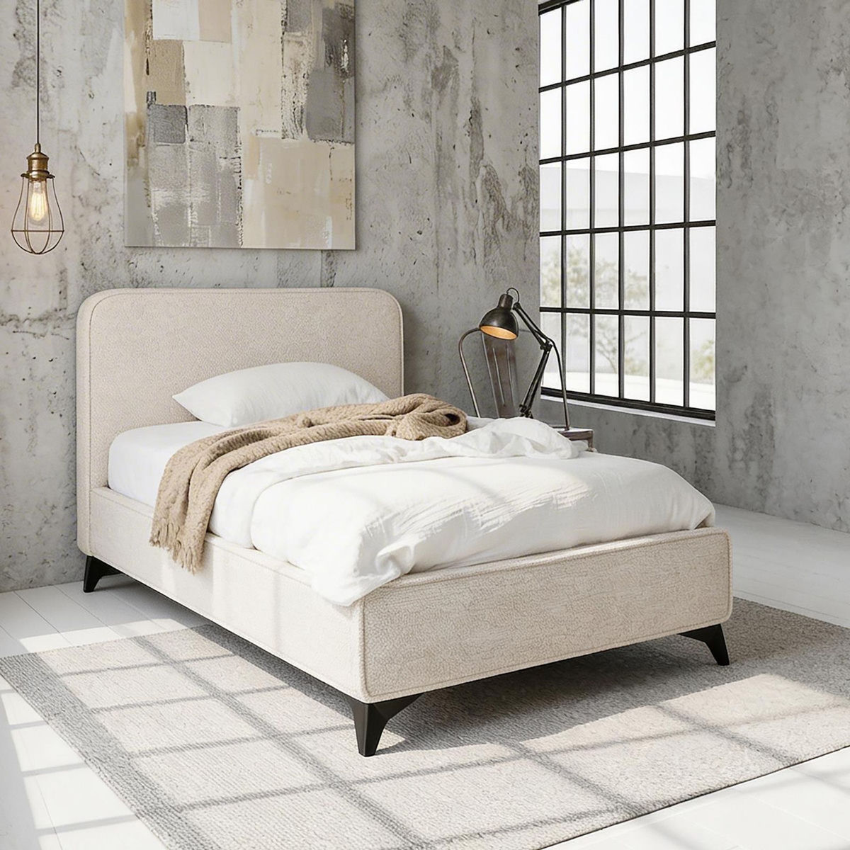 IDIMEX Lit simple LEVERDA 90 x 190 cm, revêtement en tissu