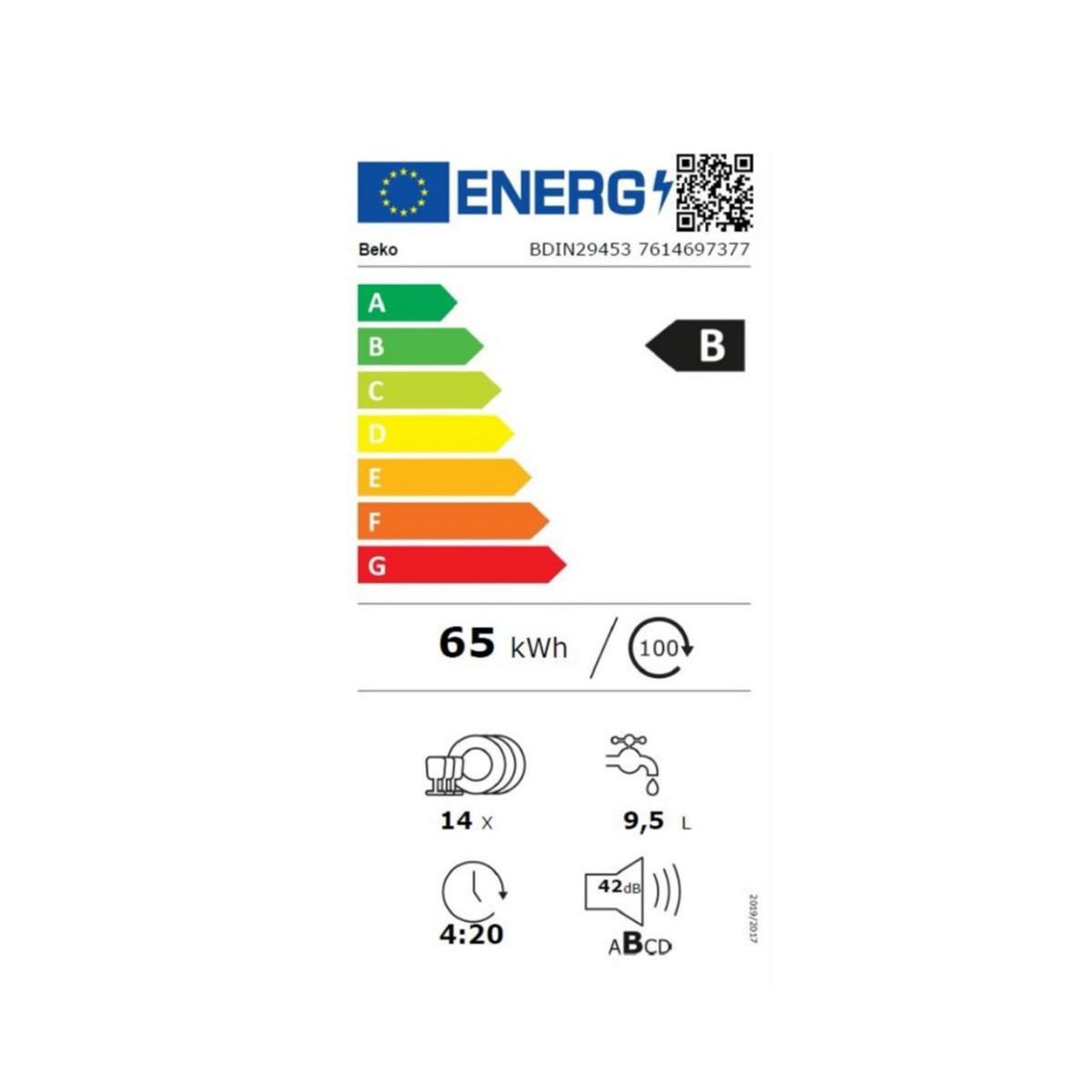 Beko Lave-vaisselle 60cm 14 couverts 42db tout intégrable - BDIN29453