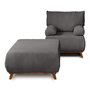 Voir la diapositive 1 : BEST MOBILIER Cristal - fauteuil - convertible avec coffre et grand pouf - en velours texturé