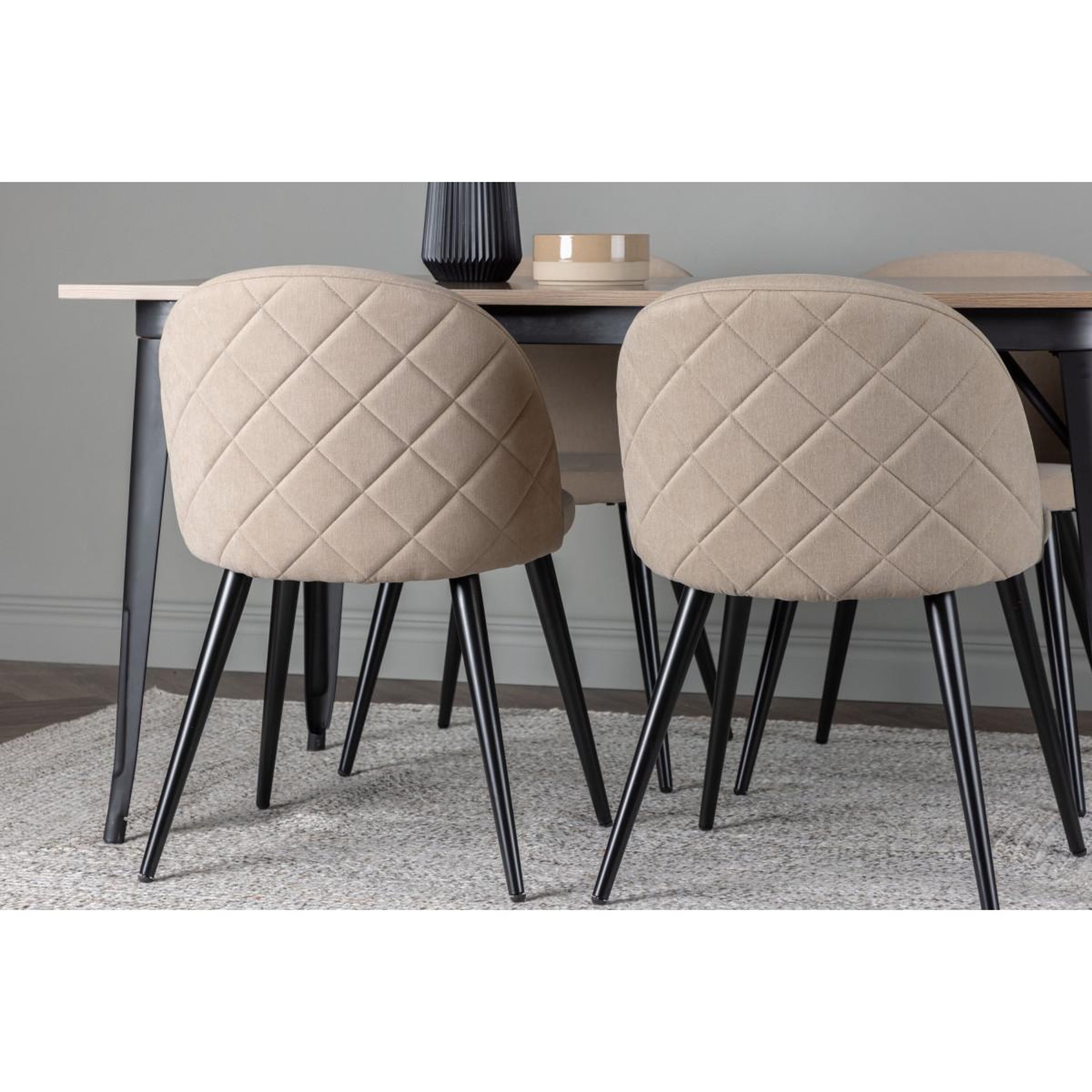Voir la diapositive 5 : Paris Prix Ensemble table à manger & 4 chaises  tempe & velvet  140cm naturel & beige