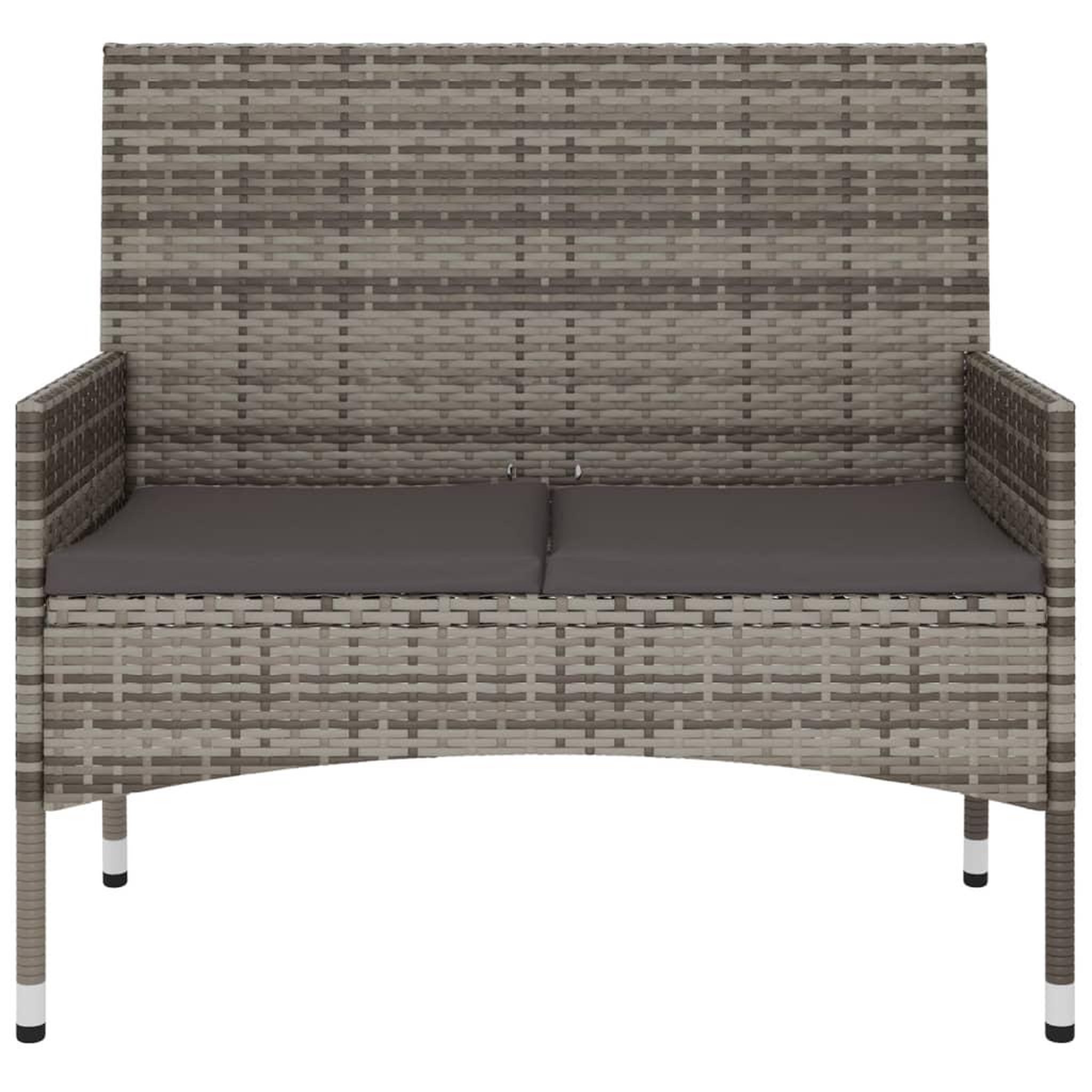 Voir la diapositive 3 : VIDAXL Banc de Jardin a 2 Places avec Coussins Gris Resine Tressee