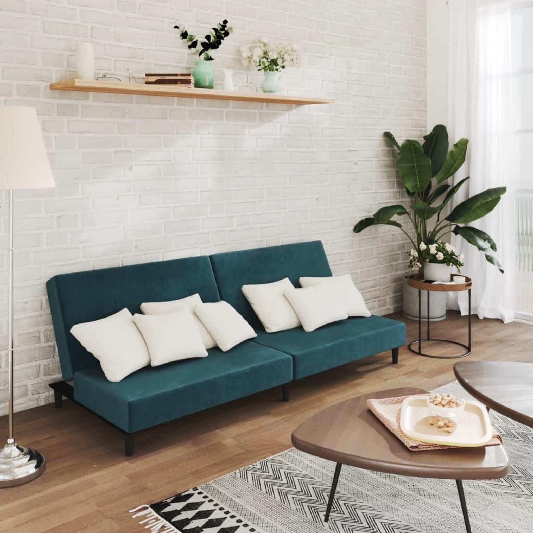 VIDAXL Canape-lit a 2 places Bleu Velours