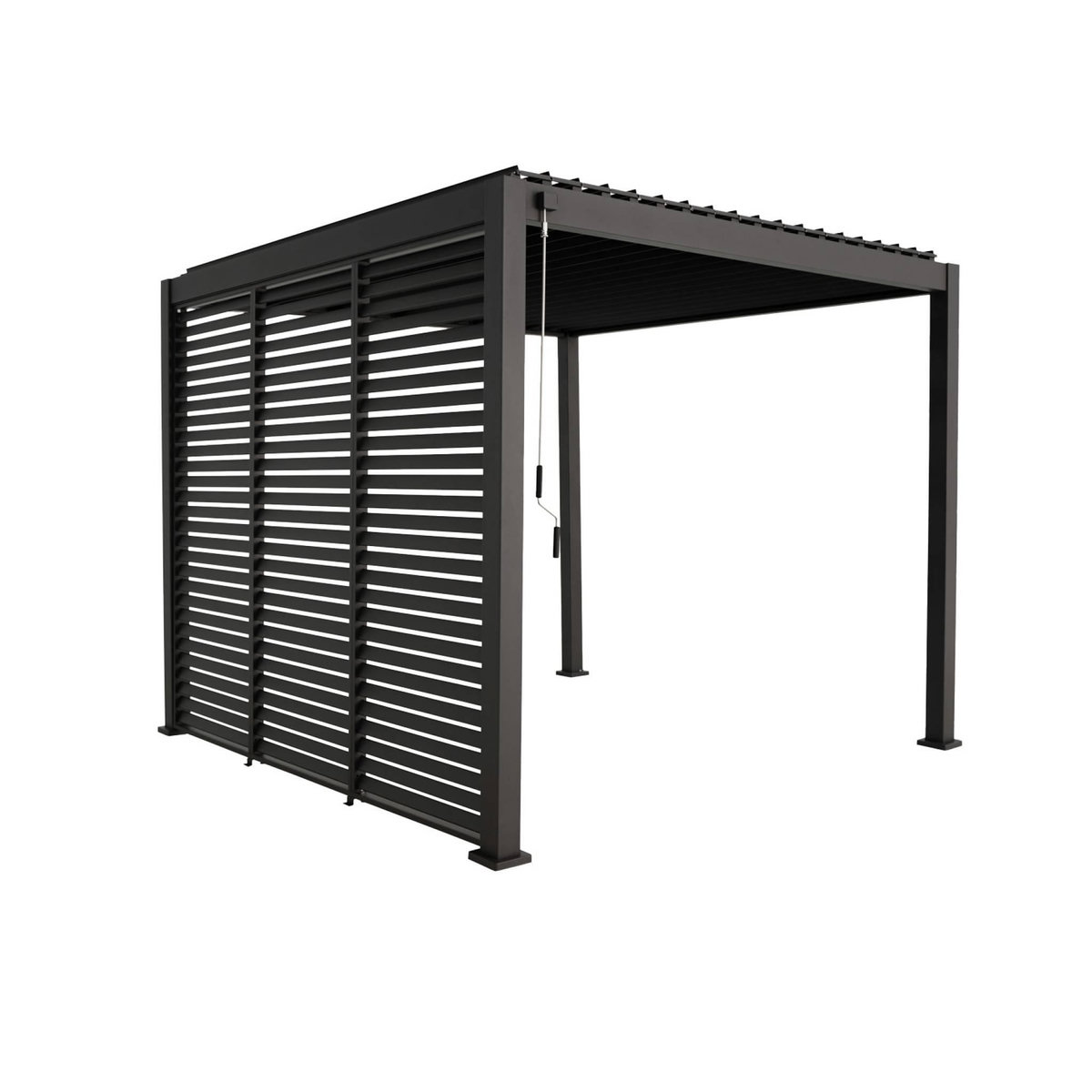SWEEEK Pergola bioclimatique aluminium 3x3m V2 + 3 persiennes 100 cm Triomphe