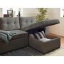 Voir la diapositive 4 : BEST MOBILIER California - canapé d'angle réversible convertible - avec coffre, tablette et poufs - en velours côtelé - 4 places