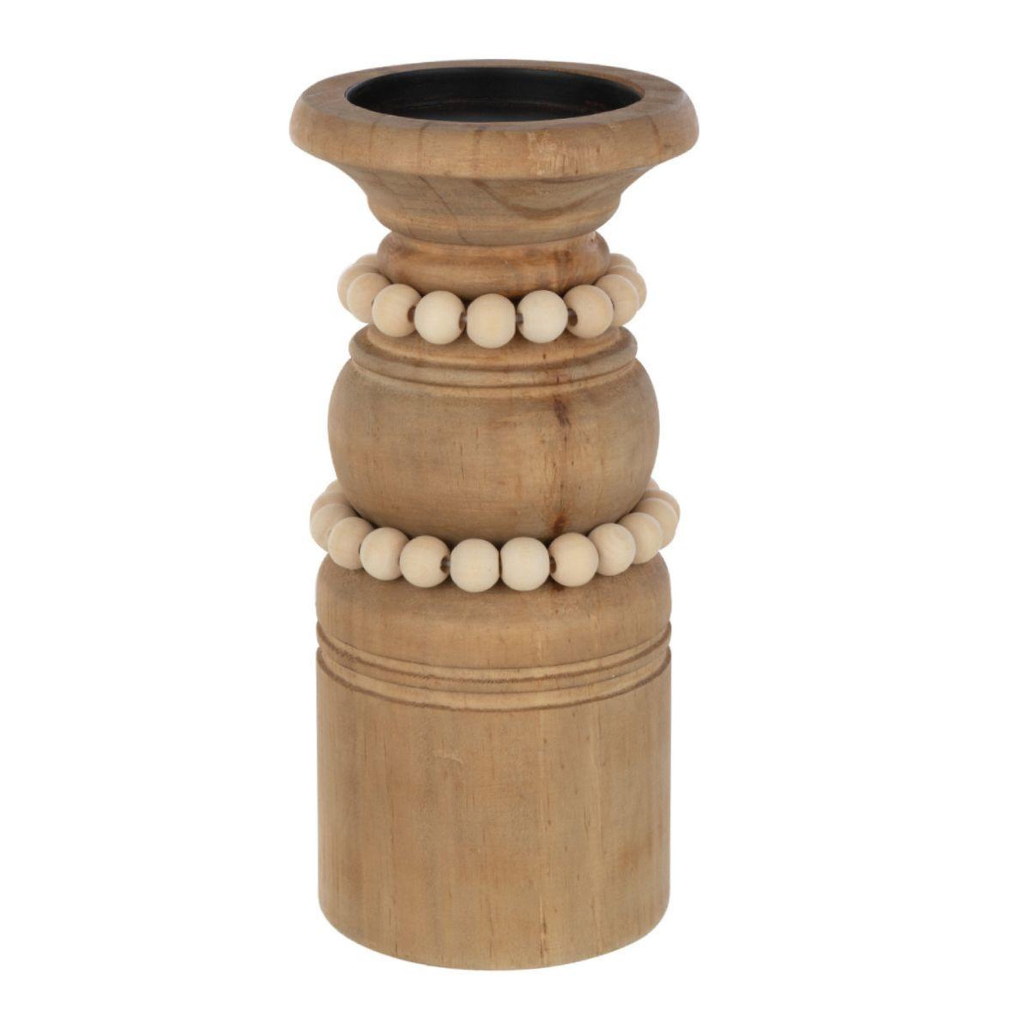 J-LINE Bougeoir déco en pin  pila  23cm naturel