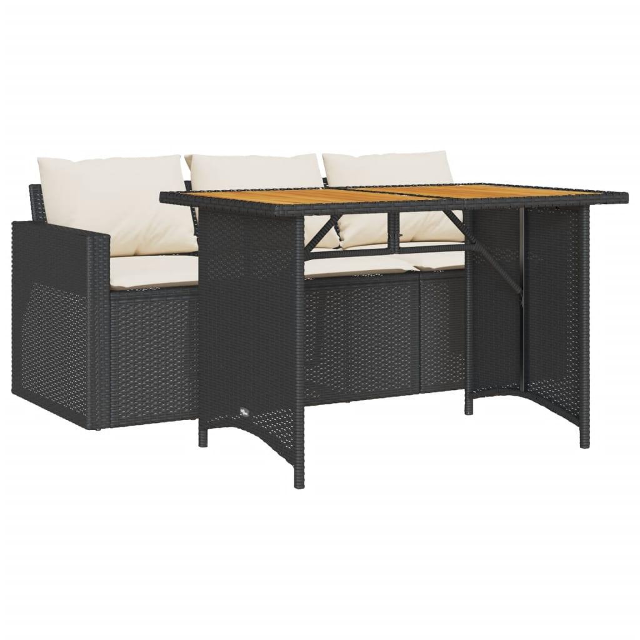 Voir la diapositive 2 : VIDAXL Ensemble a manger de jardin coussins 2pcs noir resine tressee