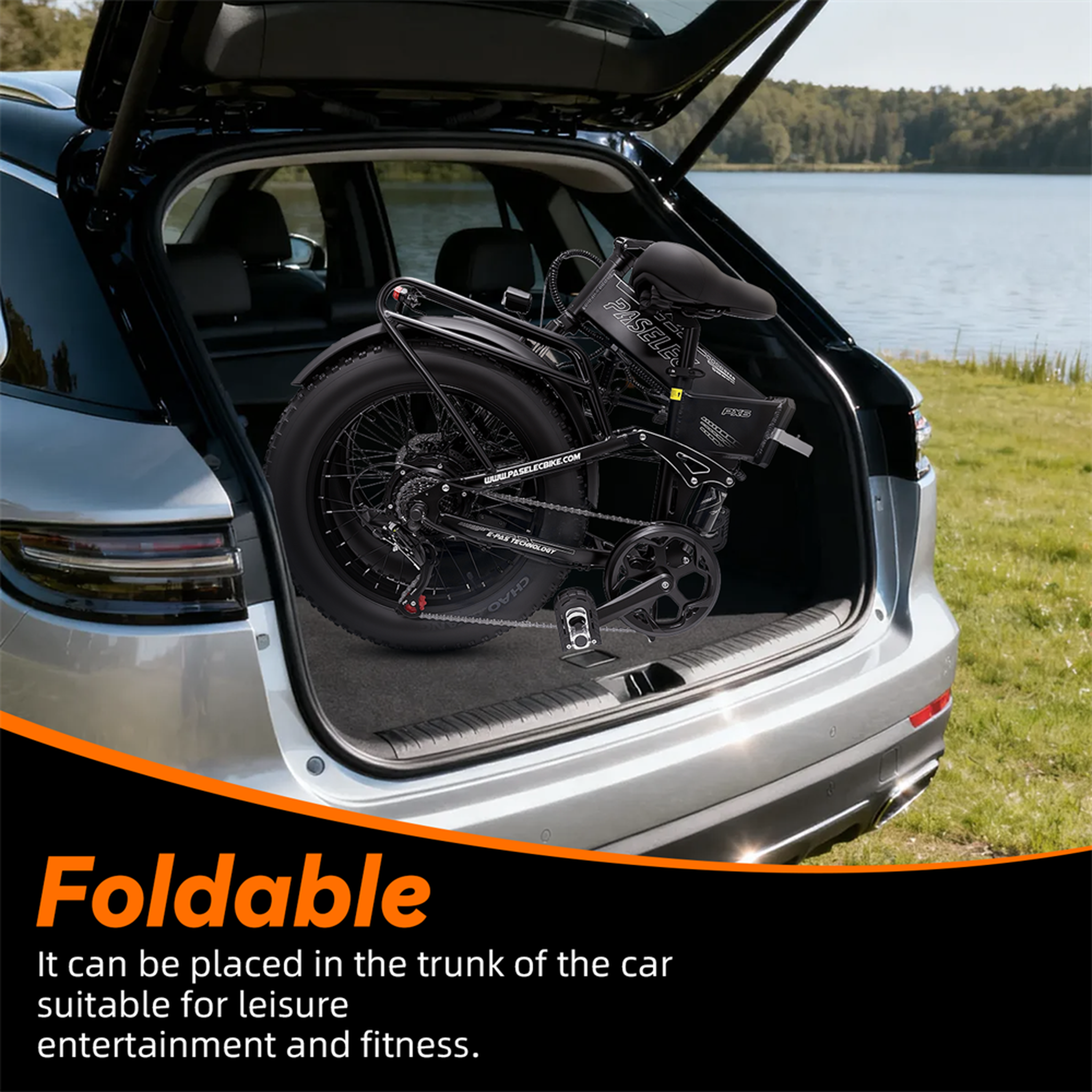Voir la diapositive 6 : PASELEC Vélo électrique pliable pour adulte PASELEC PX6, batterie 48 V 12 Ah, noir