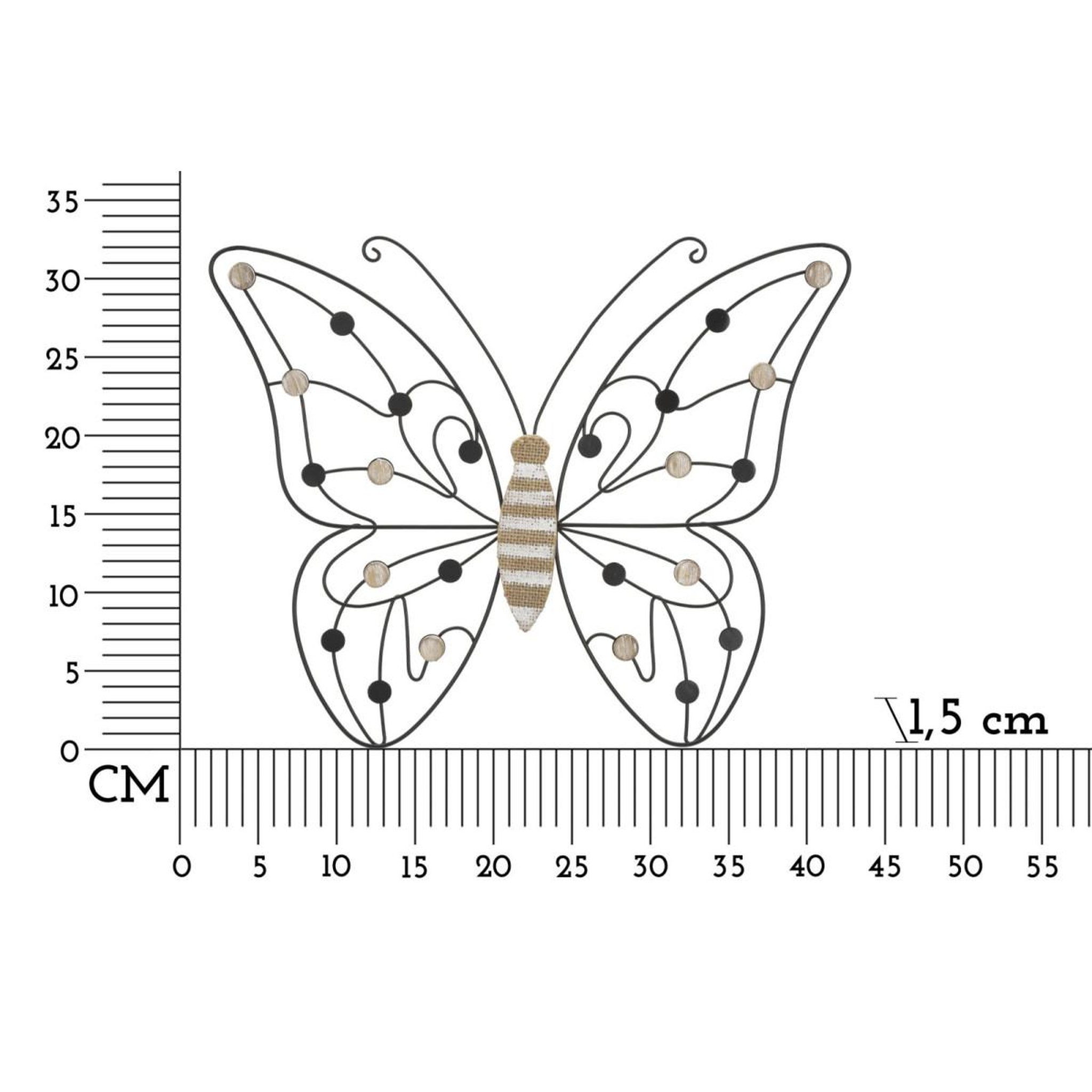 Voir la diapositive 6 : Paris Prix Décoration murale en métal  papillon  39cm noir & naturel