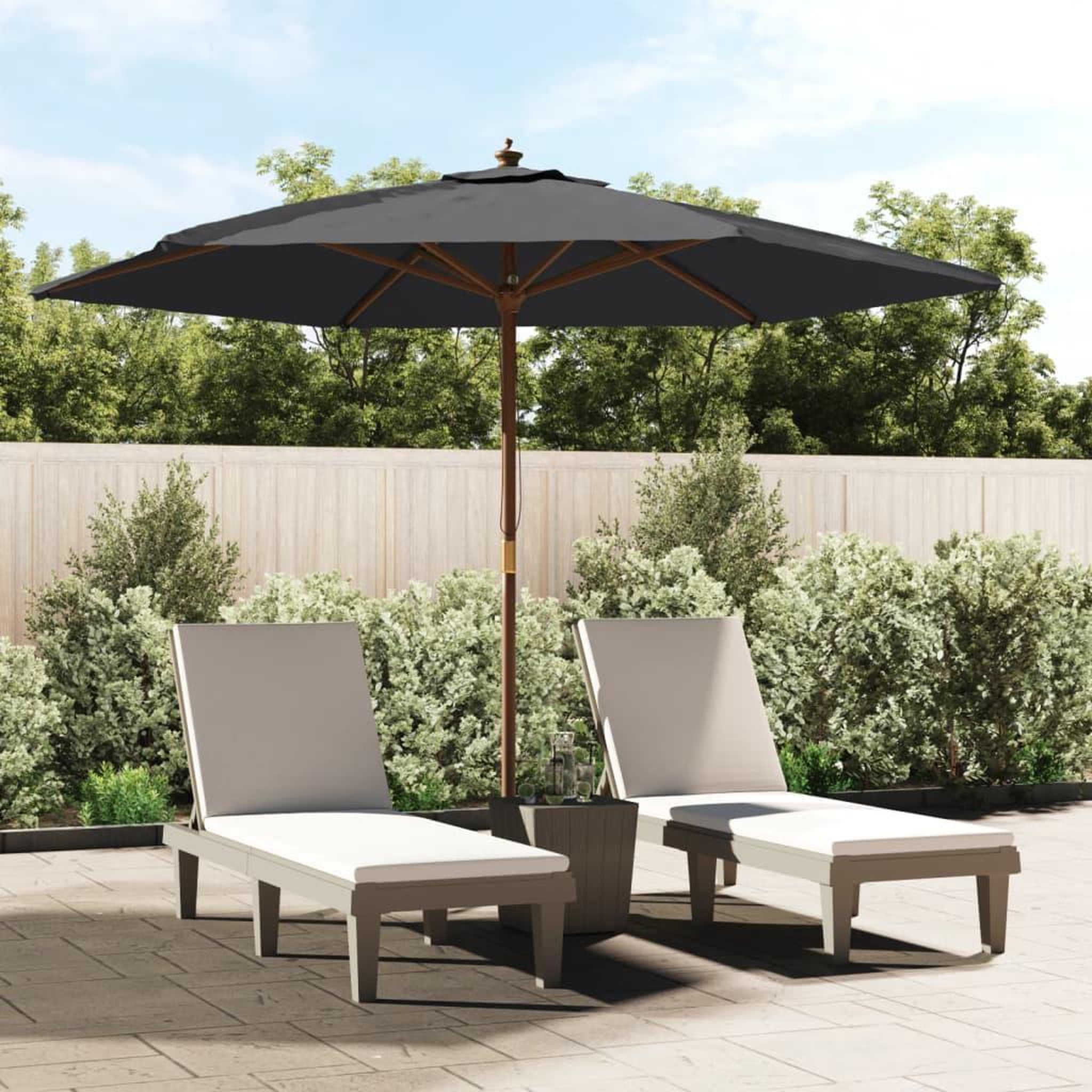 Voir la diapositive 1 : VIDAXL Parasol de jardin avec mat en bois noir 299x240 cm