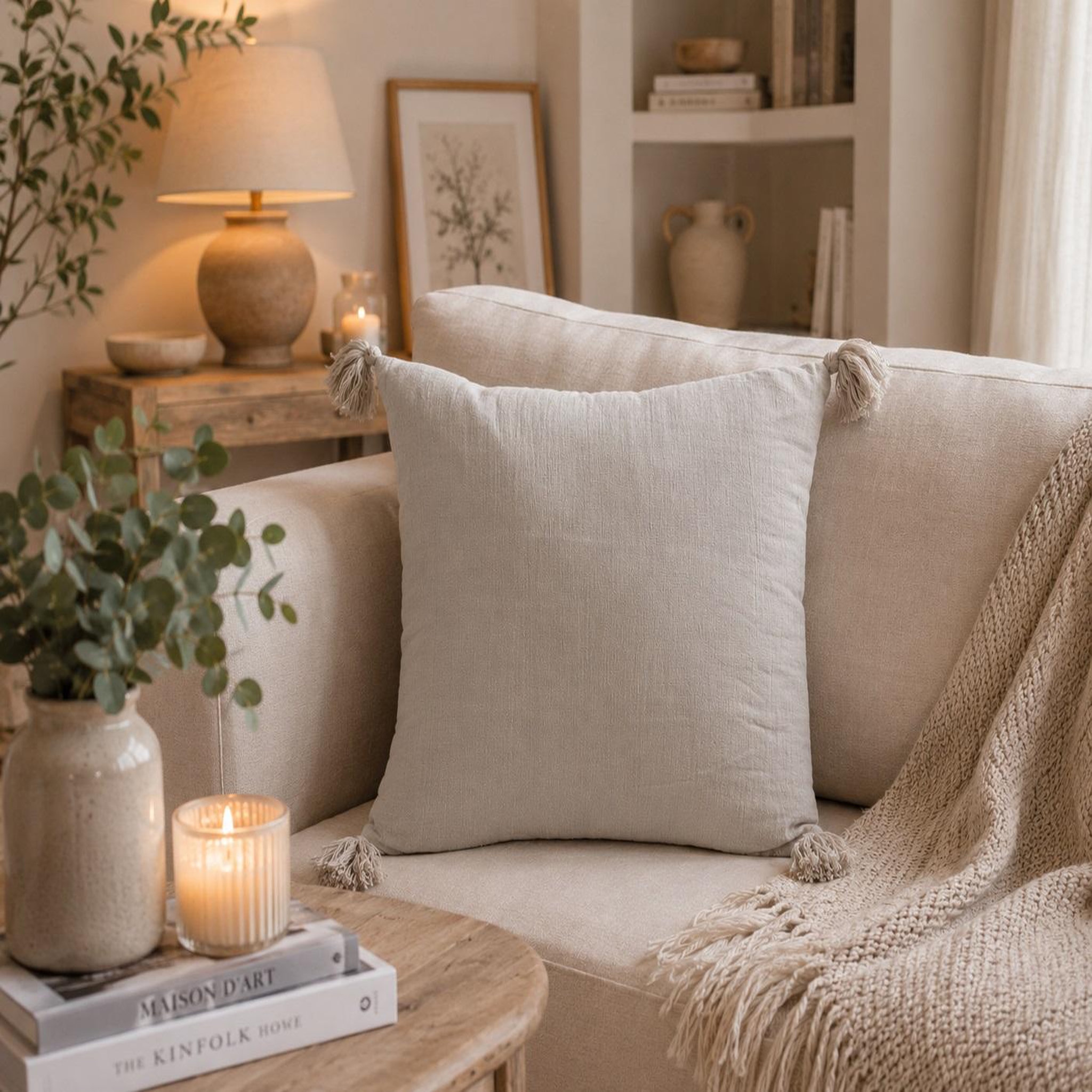 Voir la diapositive 2 : Eden Coussin dehoussable gaze de coton nuage 40 cm
