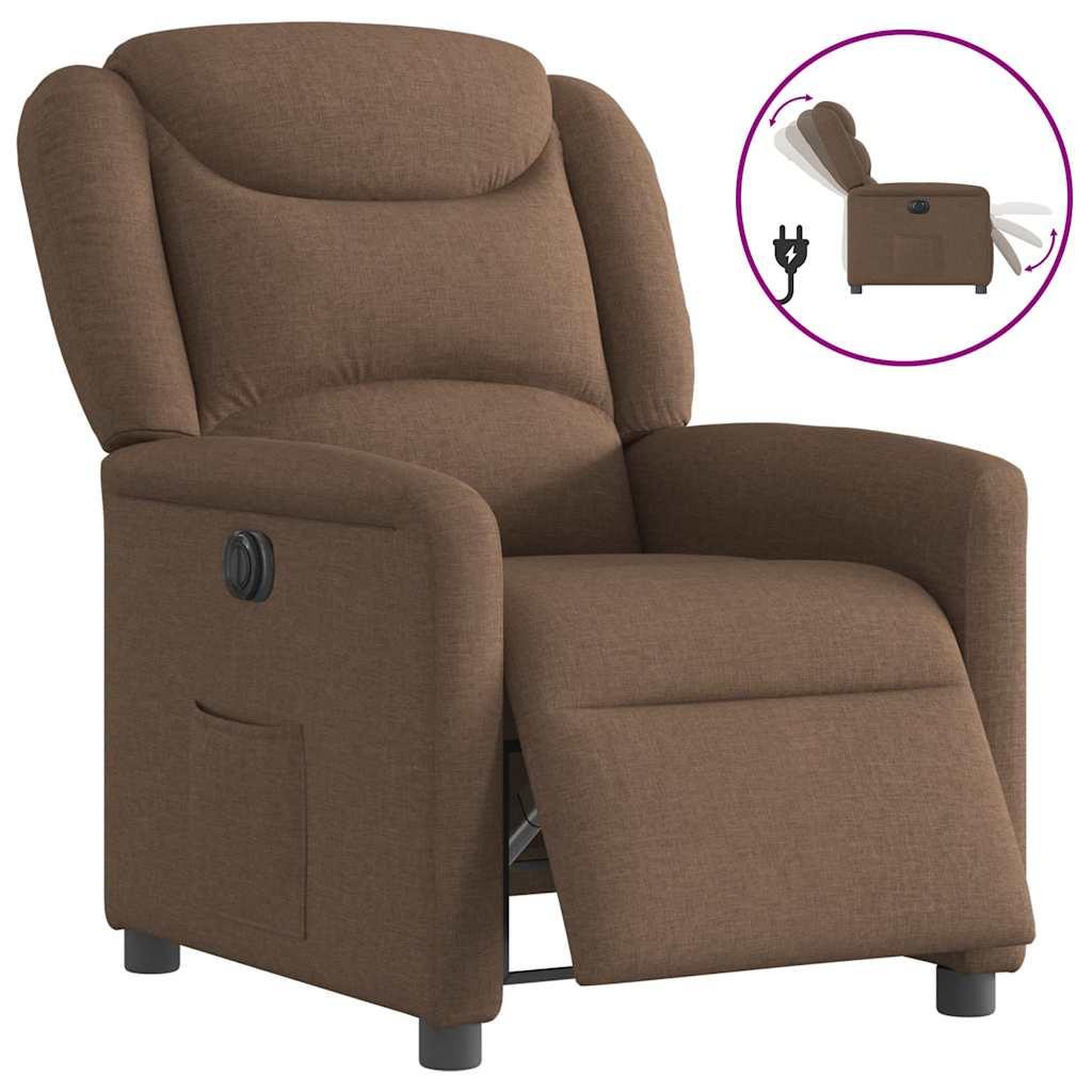 VIDAXL Fauteuil inclinable electrique Marron Tissu