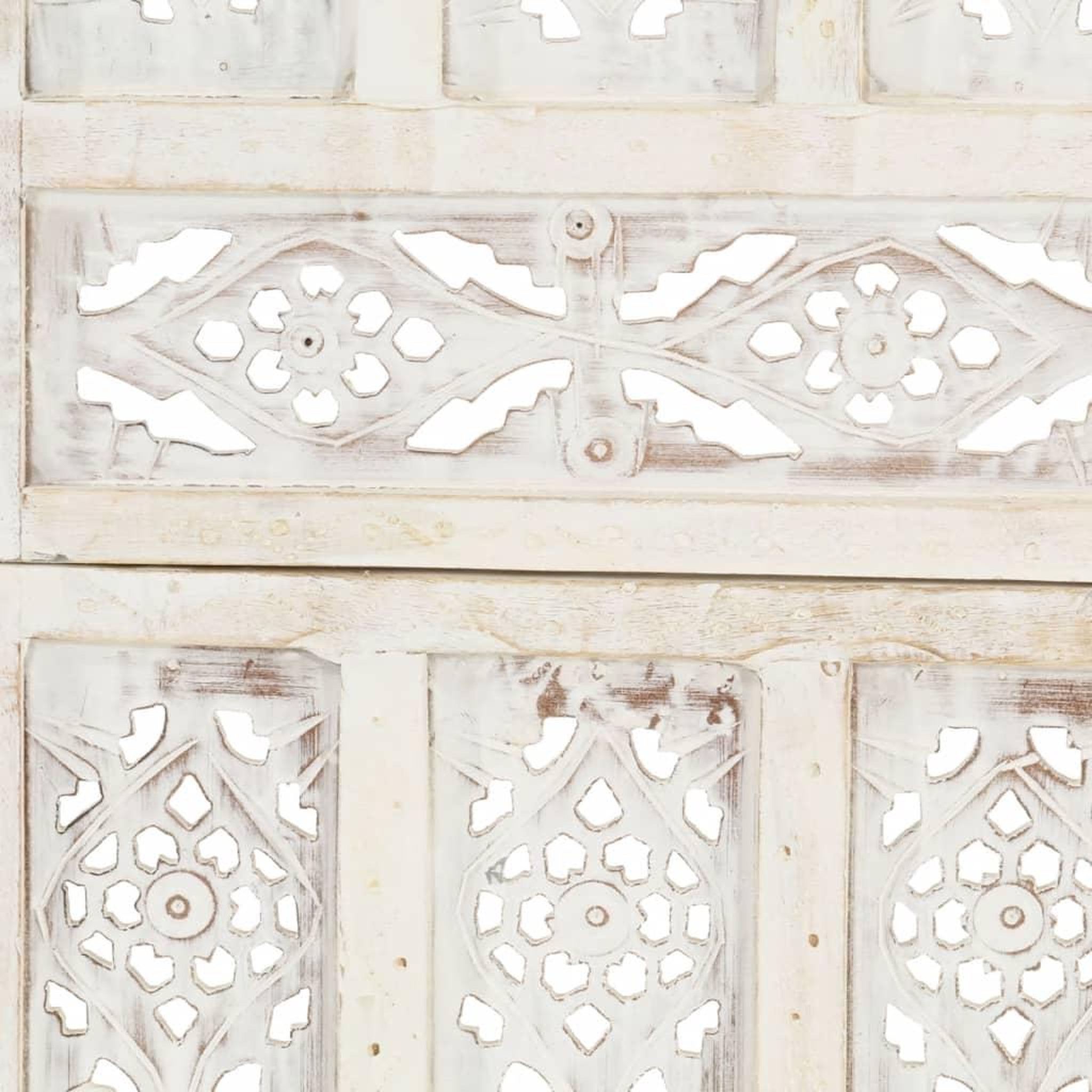 Voir la diapositive 4 : VIDAXL Cloison de separation 3 panneaux Blanc 120x165 cm Bois manguier