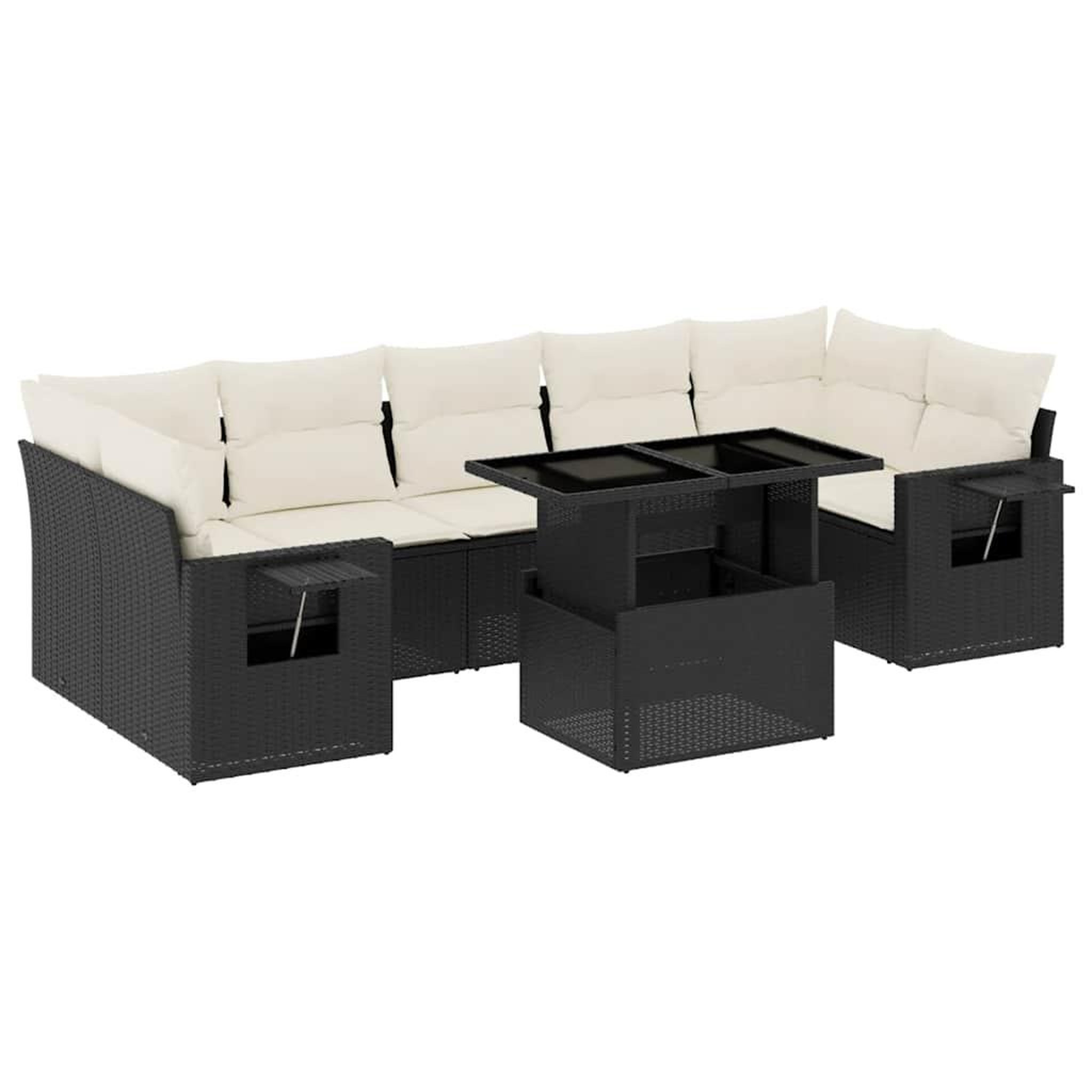 Voir la diapositive 2 : VIDAXL Salon de jardin 8 pcs avec coussins noir resine tressee