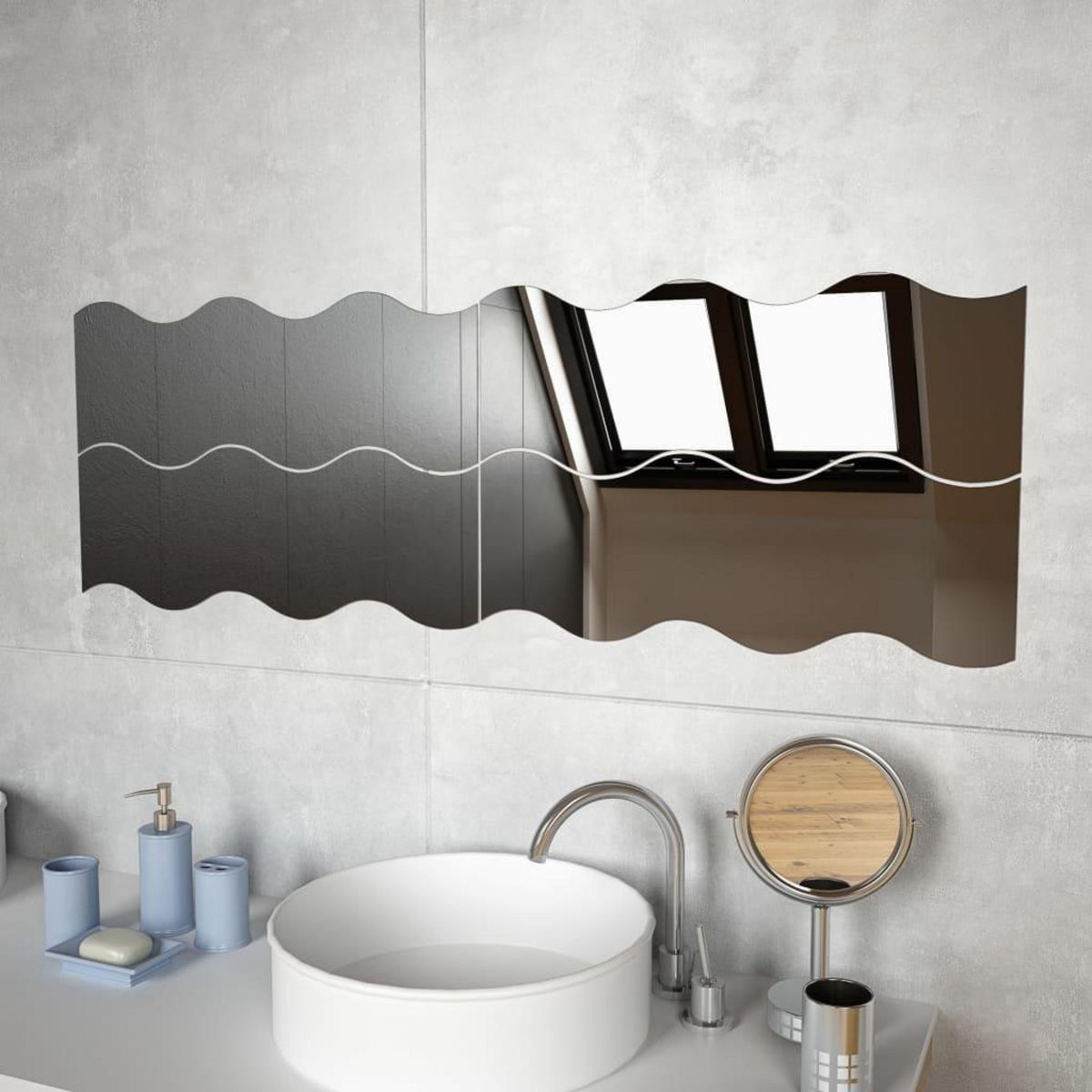 VIDAXL Miroir mural 4 pcs 60 x 18,5 cm Ondule Verre