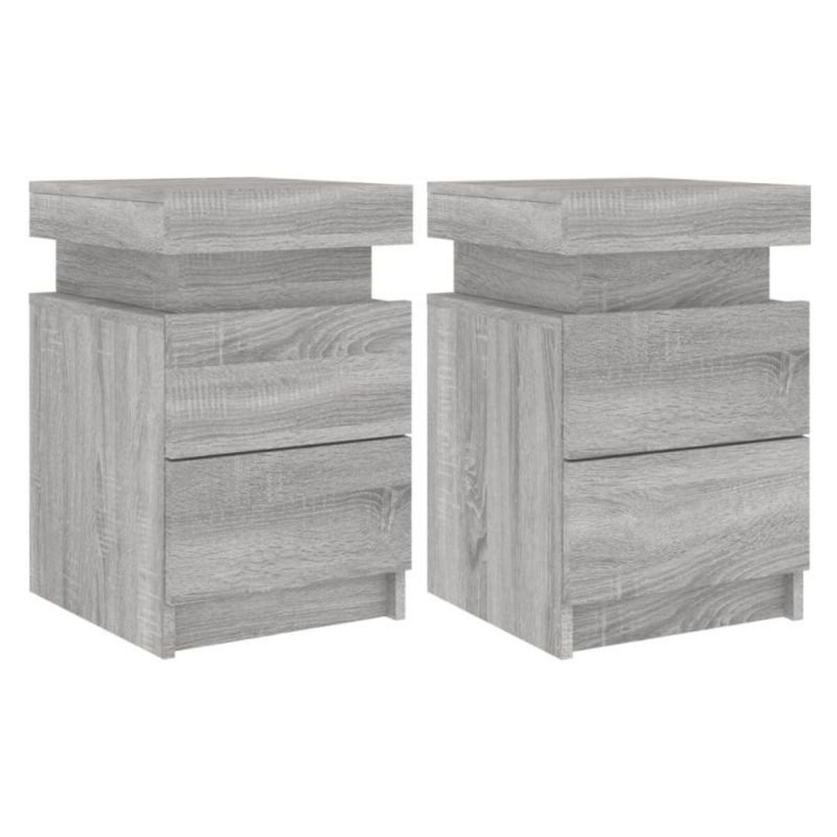 VIDAXL Tables de chevet avec lumières LED 2 pcs sonoma gris 35x39x55cm
