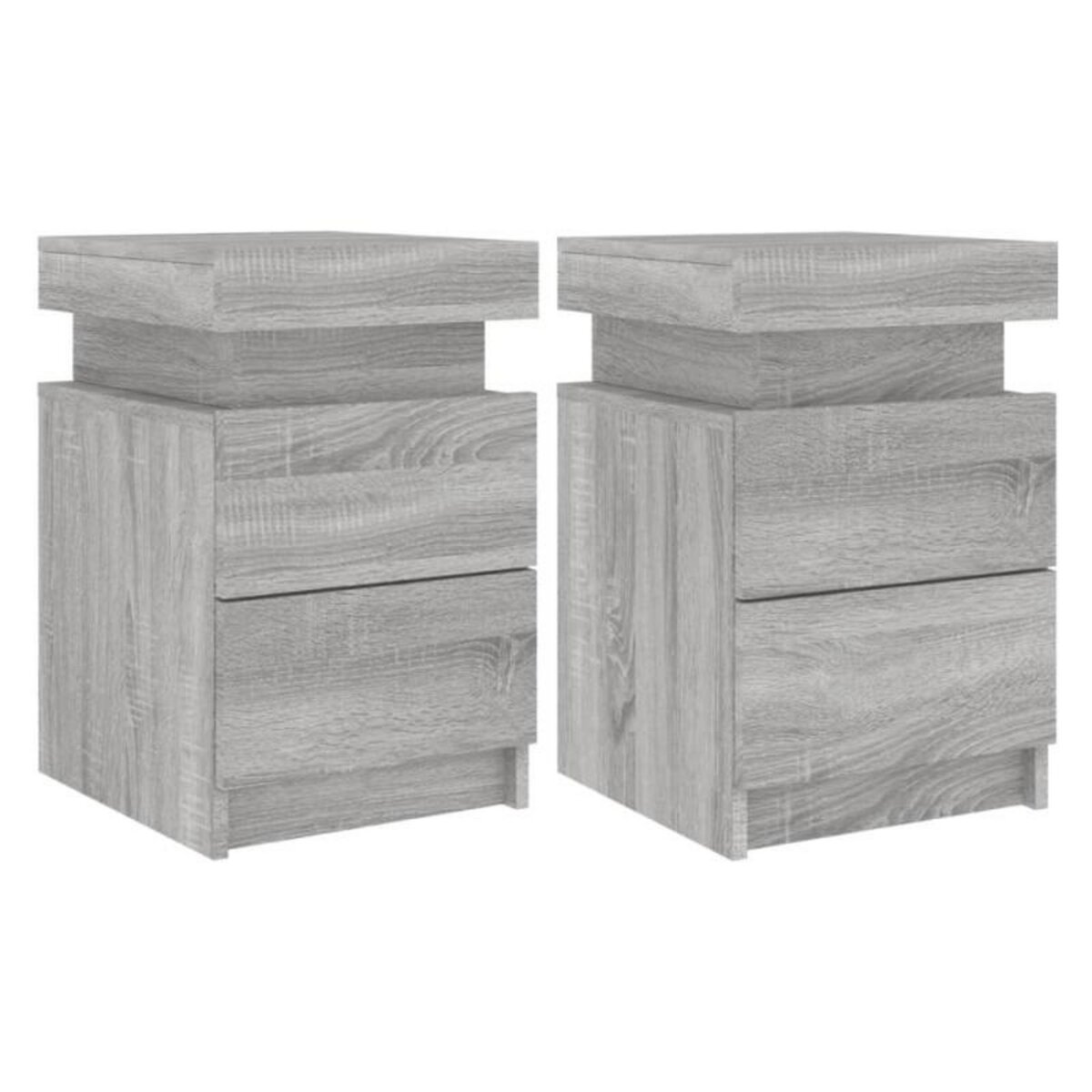 VIDAXL Tables de chevet avec lumières LED 2 pcs sonoma gris 35x39x55cm