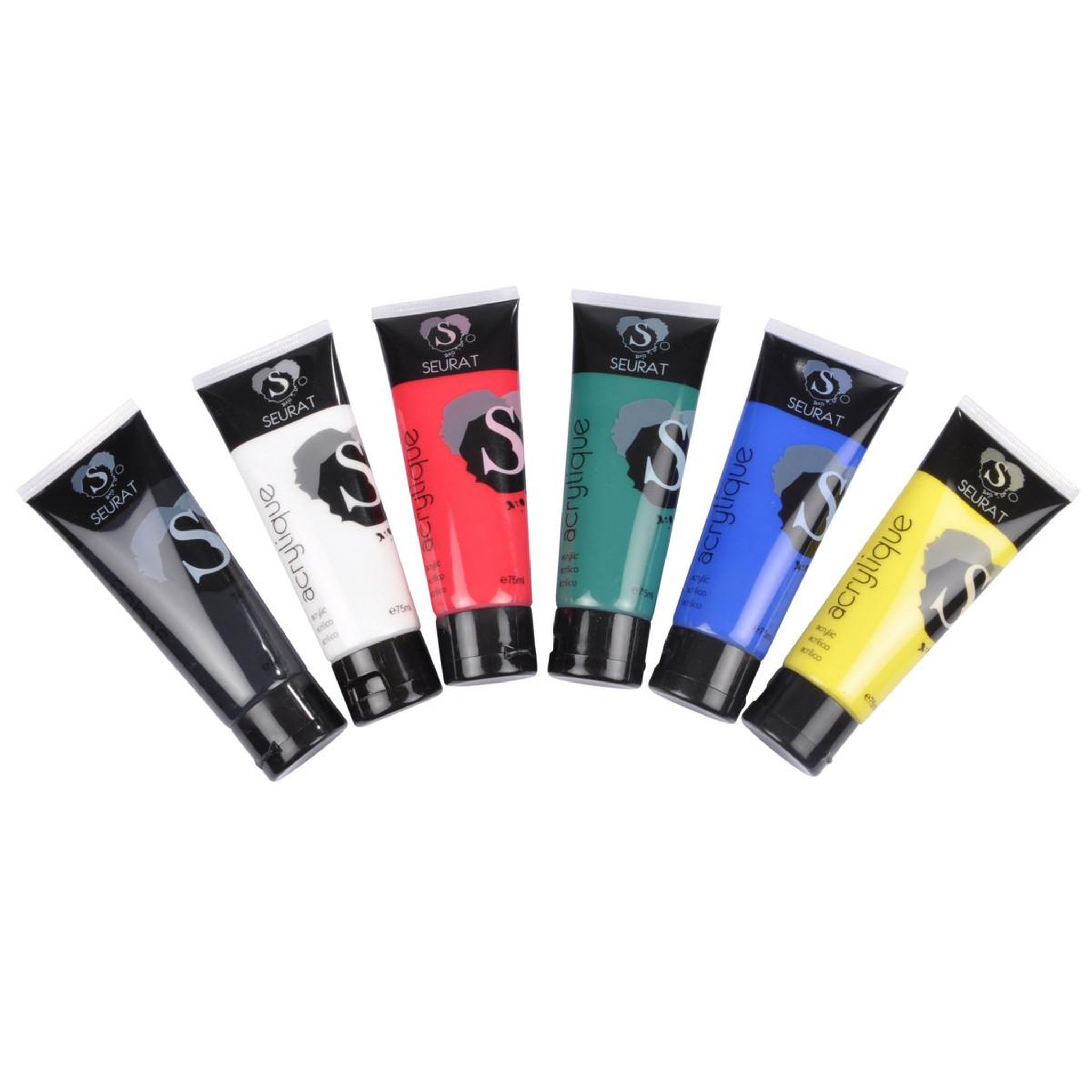SEURAT Lot de 6 Peintures Acrylique  Tubes  75ml Multicolore