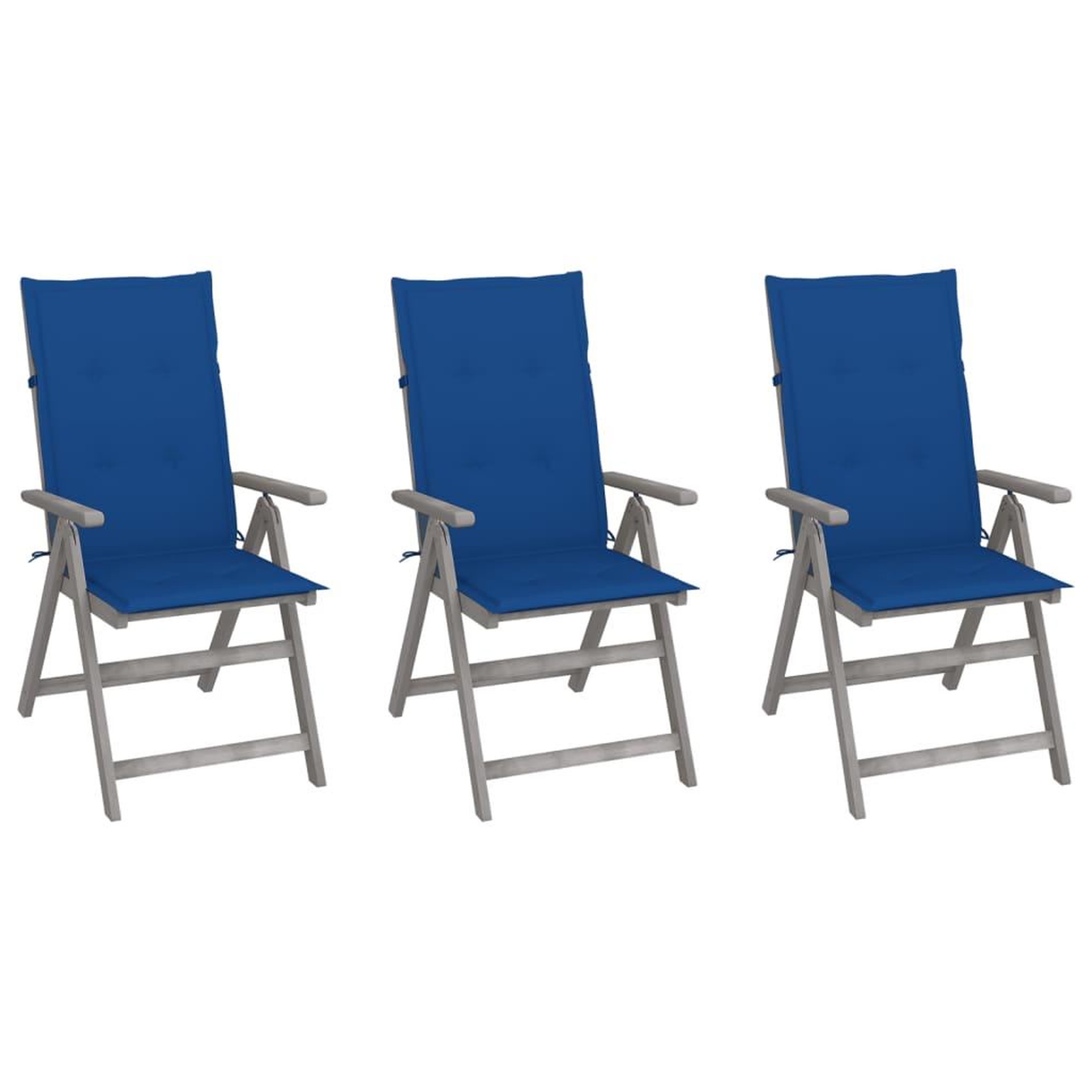 VIDAXL Chaises inclinables de jardin lot de 3 et coussins Bois acacia