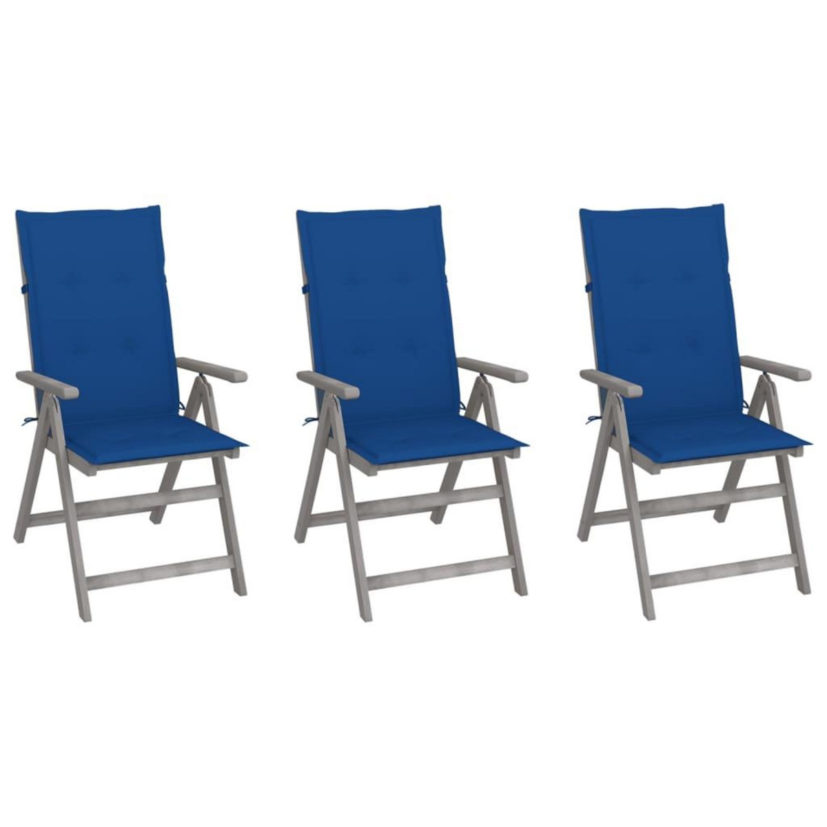 VIDAXL Chaises inclinables de jardin lot de 3 et coussins Bois acacia