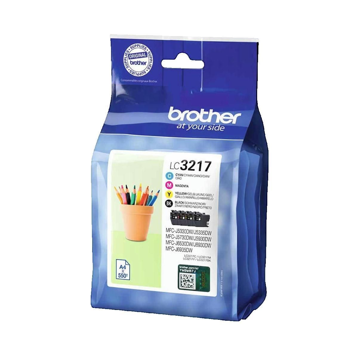 Brother Cartouches d'encre Brother LC3217 Noir, Cyan, Magenta, Jaune