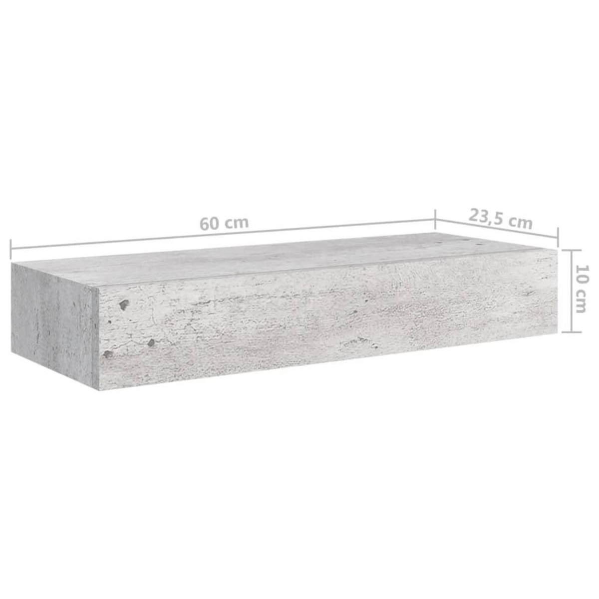 VIDAXL Etagere a tiroir murale Gris beton 60x23,5x10 cm MDF