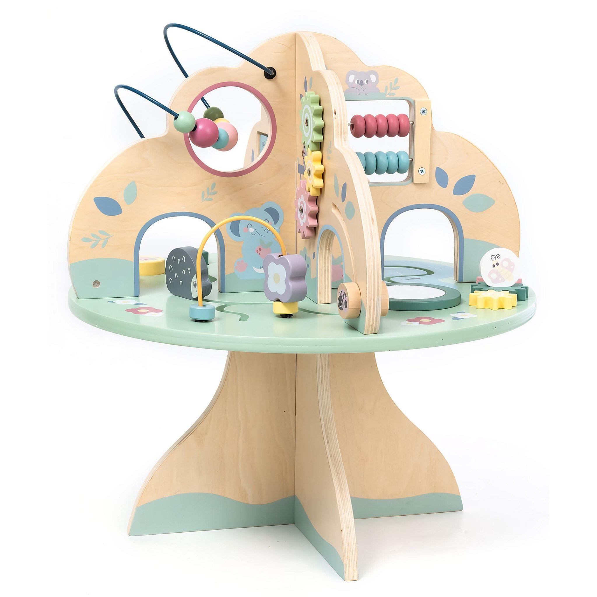 Voir la diapositive 3 : MAMABRUM Table d'Activités en Bois Arbre d'Éveil Montessori - Horloge, Trieur de Formes Boulier - Mamabrum